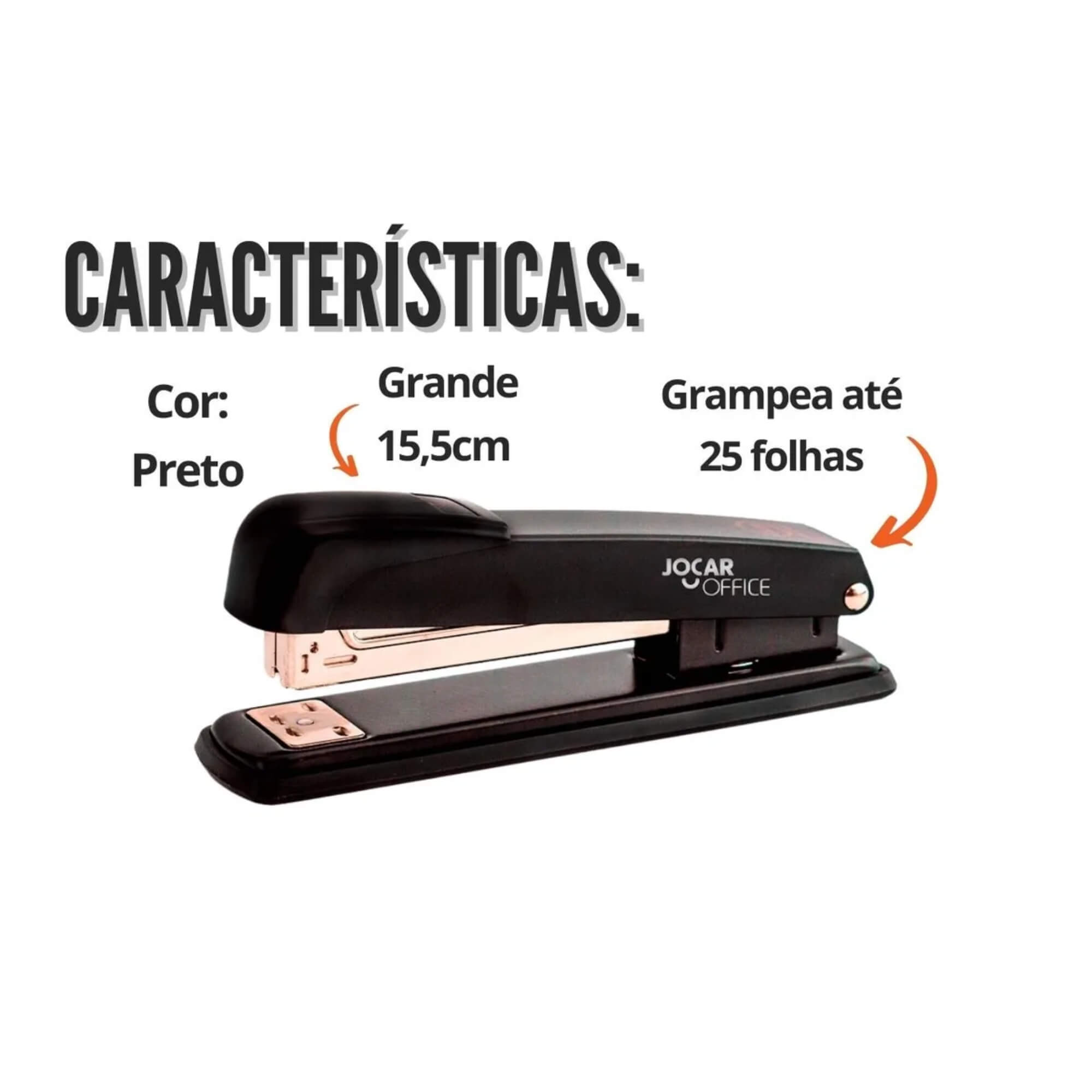 COMP Kit Leonora Jocar Office: Grampeador Metal Pequeno 15.5cm + Grampos 26/6 1000 unds