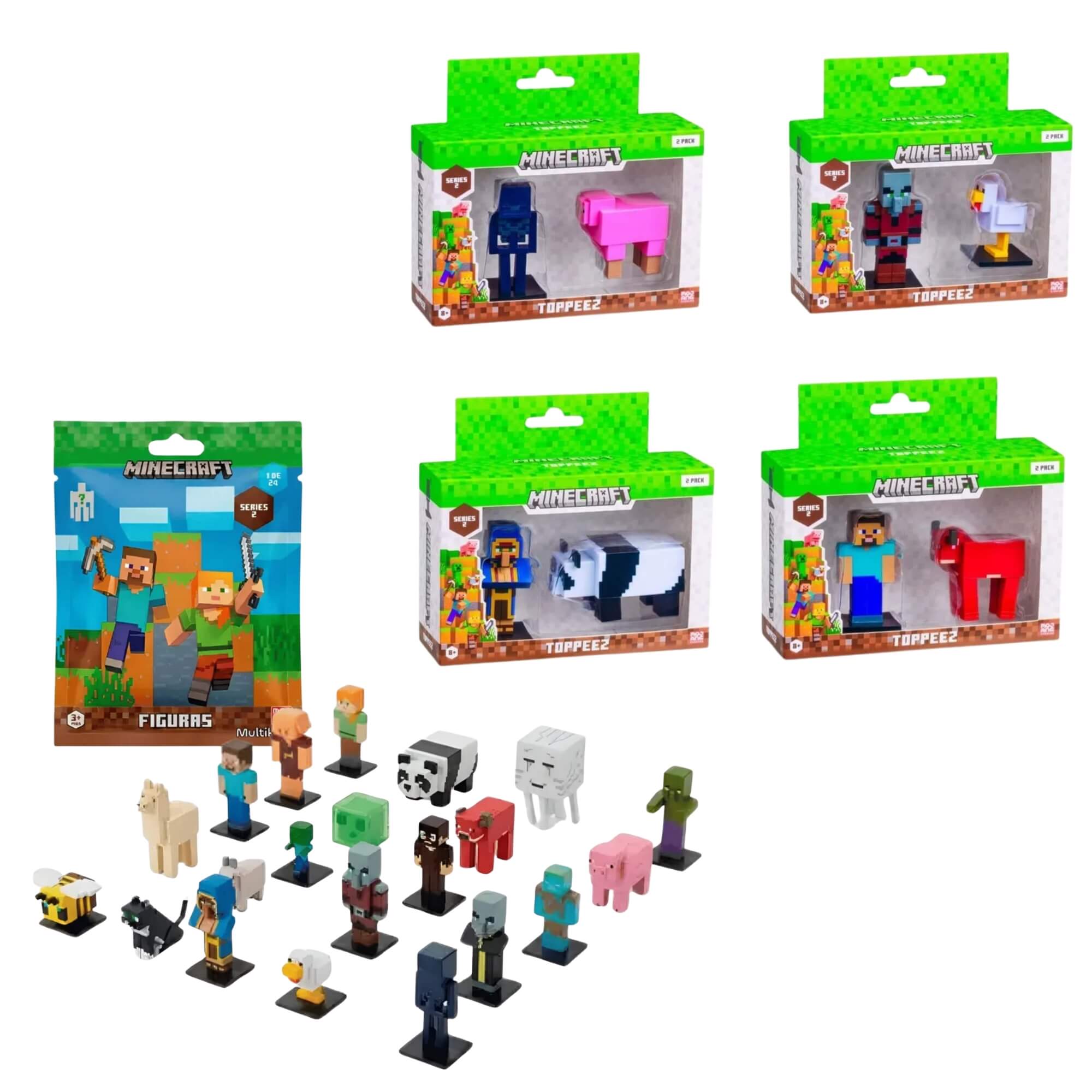 COMP Kit Minecraft Multkids: Bonecos Sortidos Série 2 + Mini Figura Surpresa (Sortido e Unitário)