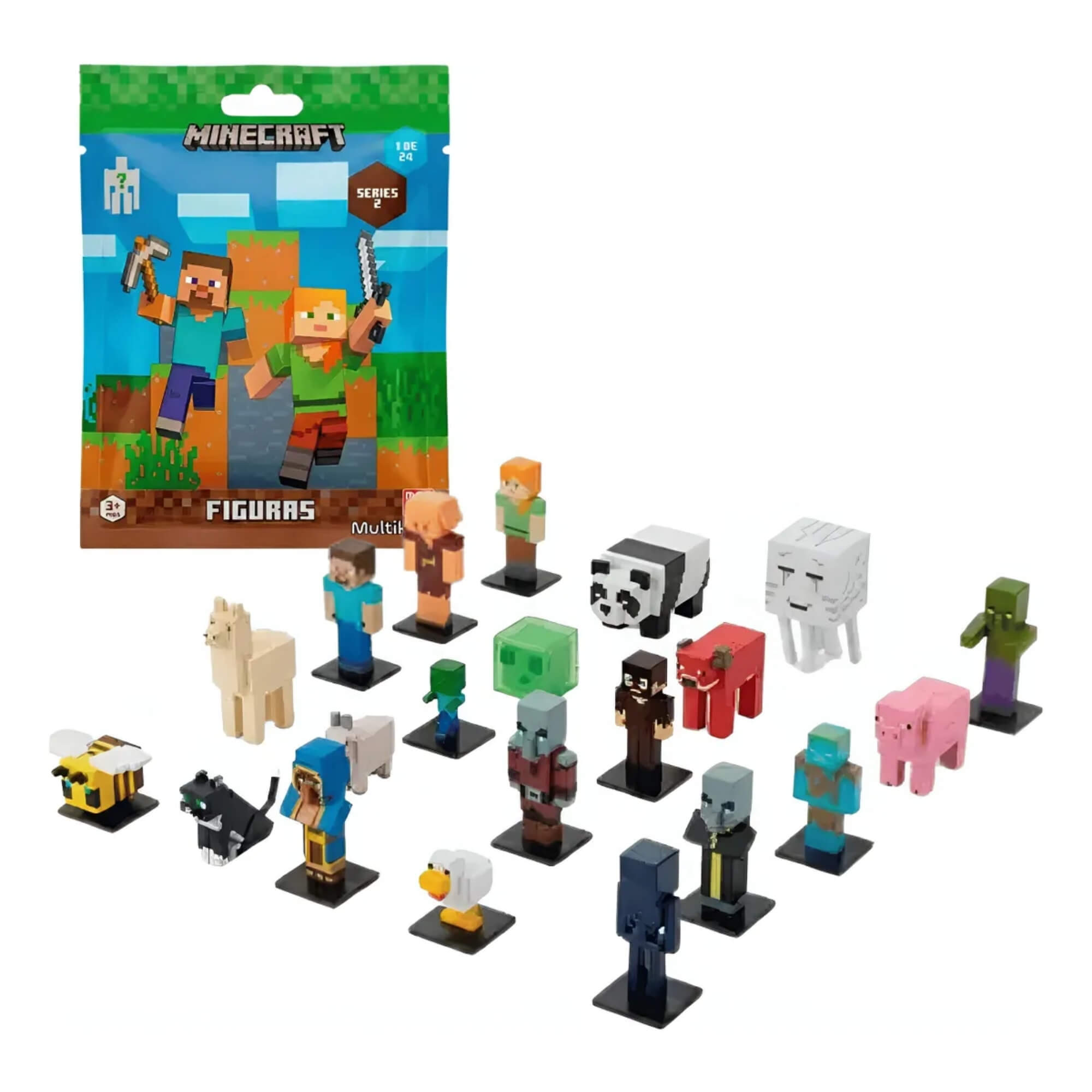 COMP Kit Minecraft Multkids: Bonecos Sortidos Série 2 + Mini Figura Surpresa (Sortido e Unitário)