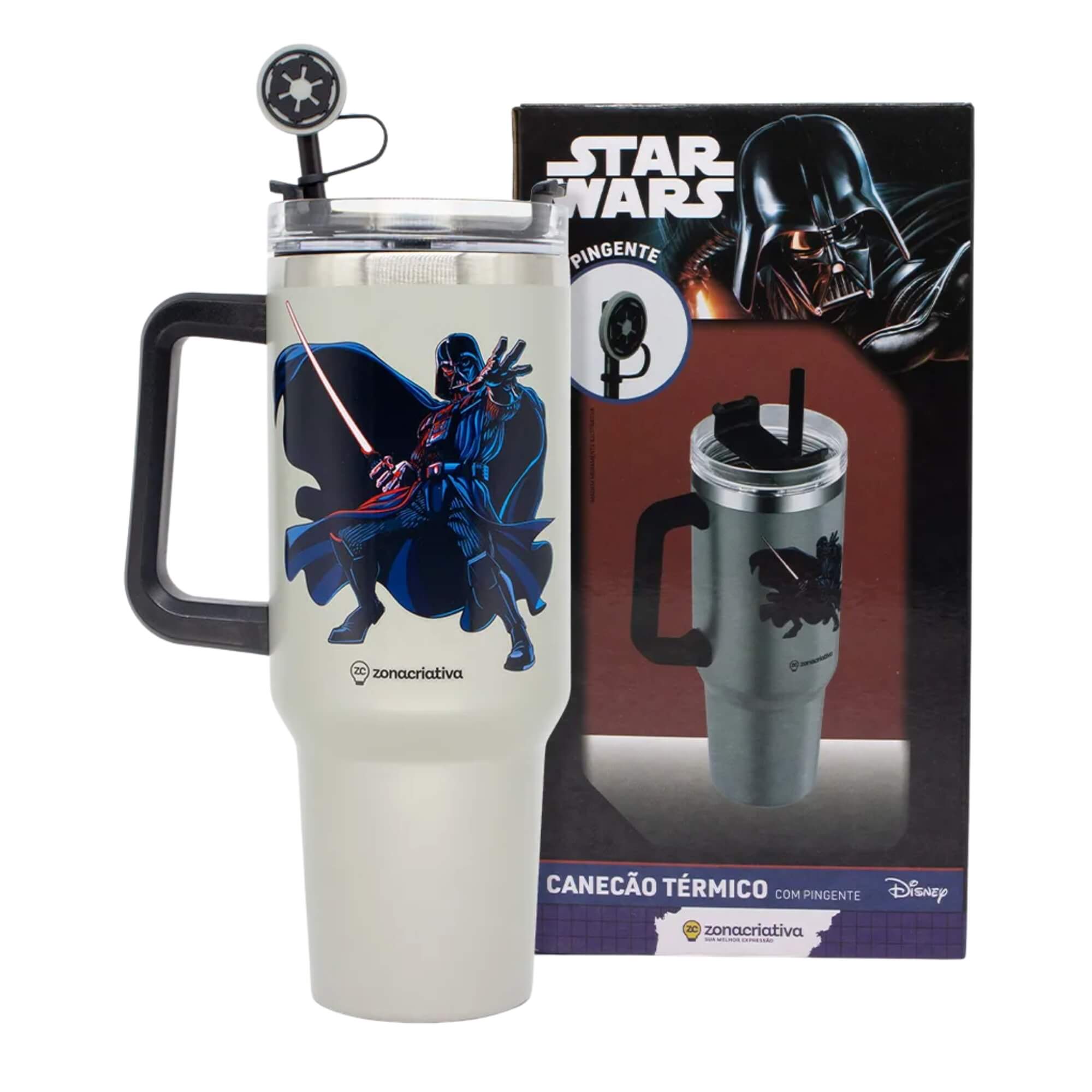 COMP Kit Copo Térmico Star Wars com Pingente 1,15L + Funko Pop! Chewbacca 596