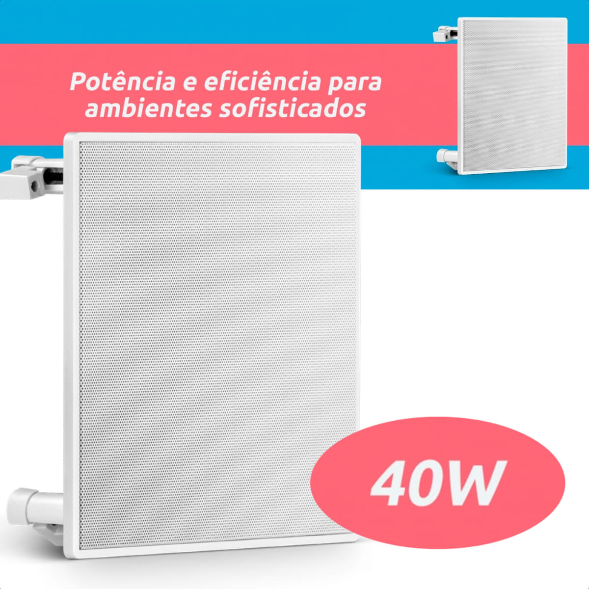 COMP Kit Amplificador Receiver Bluetooth 5.0  Frahm SLIM 1600 + 6 Arandelas Teto 40W Branca - Frahm