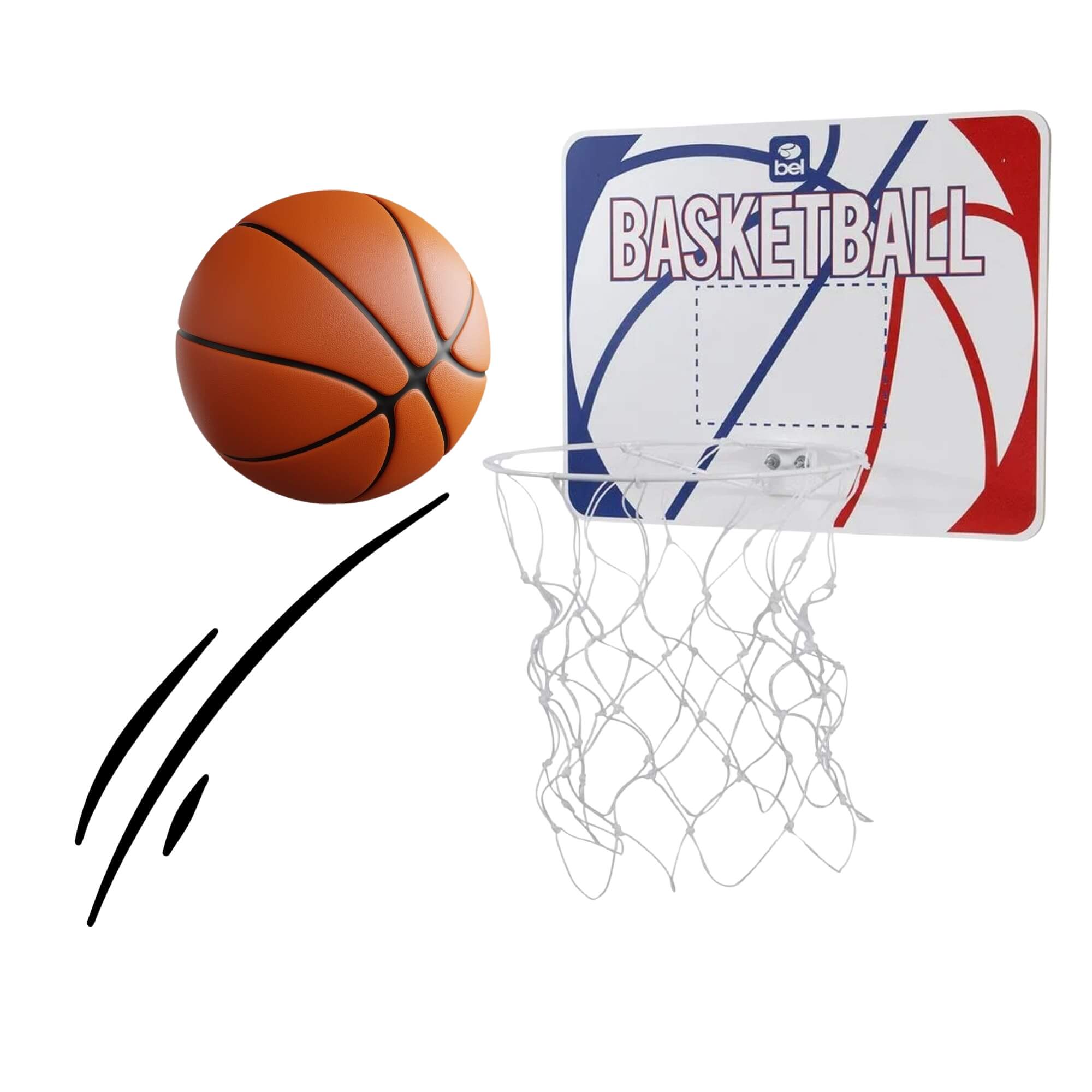 COMP Kit Tabela de Basquete Com Aro e Rede + Bola PU Nº 7