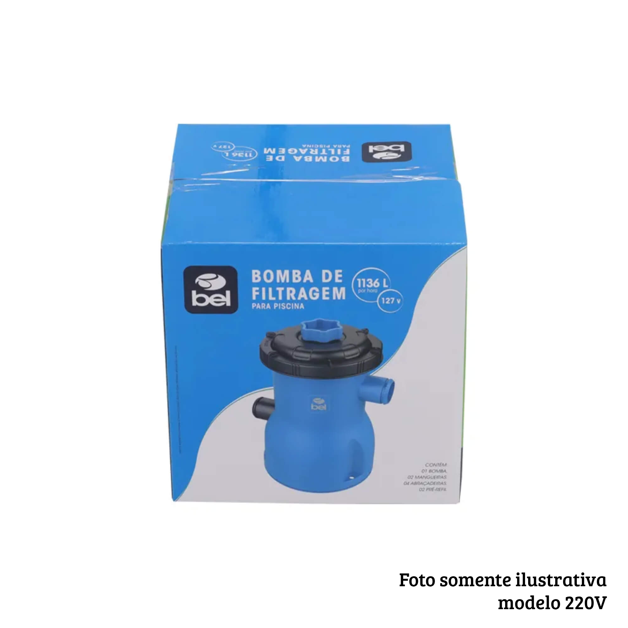 COMP Bomba de Filtragem 1.136L/h Filtro para Piscina 220v + 2 Refis