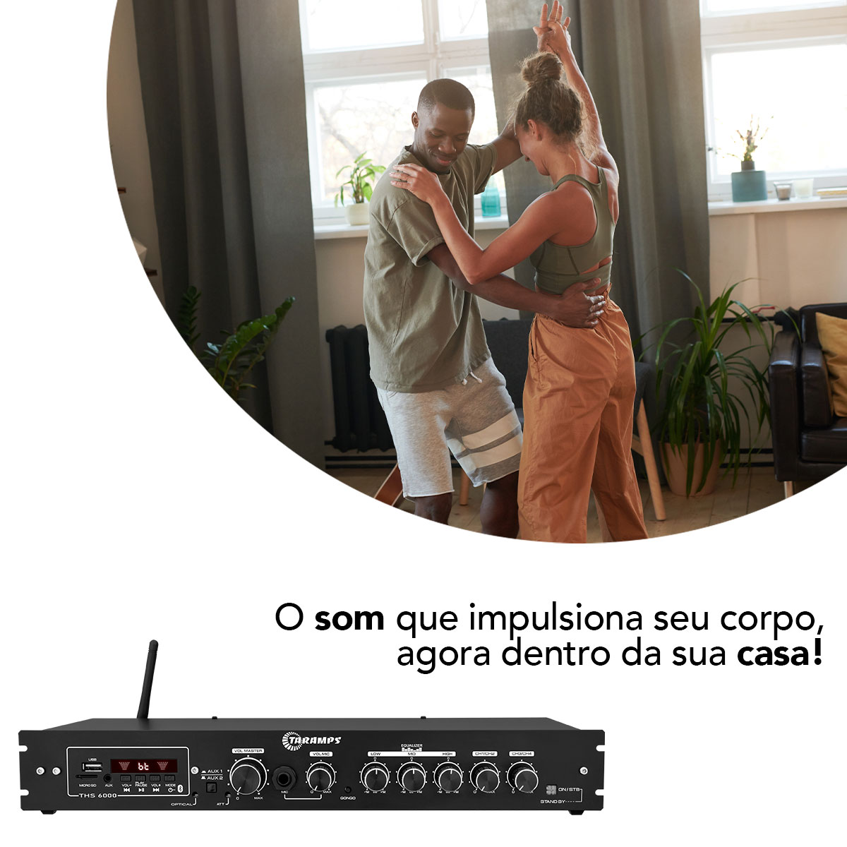 COMP Kit Som Ambiente Amplificador + 8 Caixas TAQ62 Parede Sol Chuva Cor Preto TARAMPS