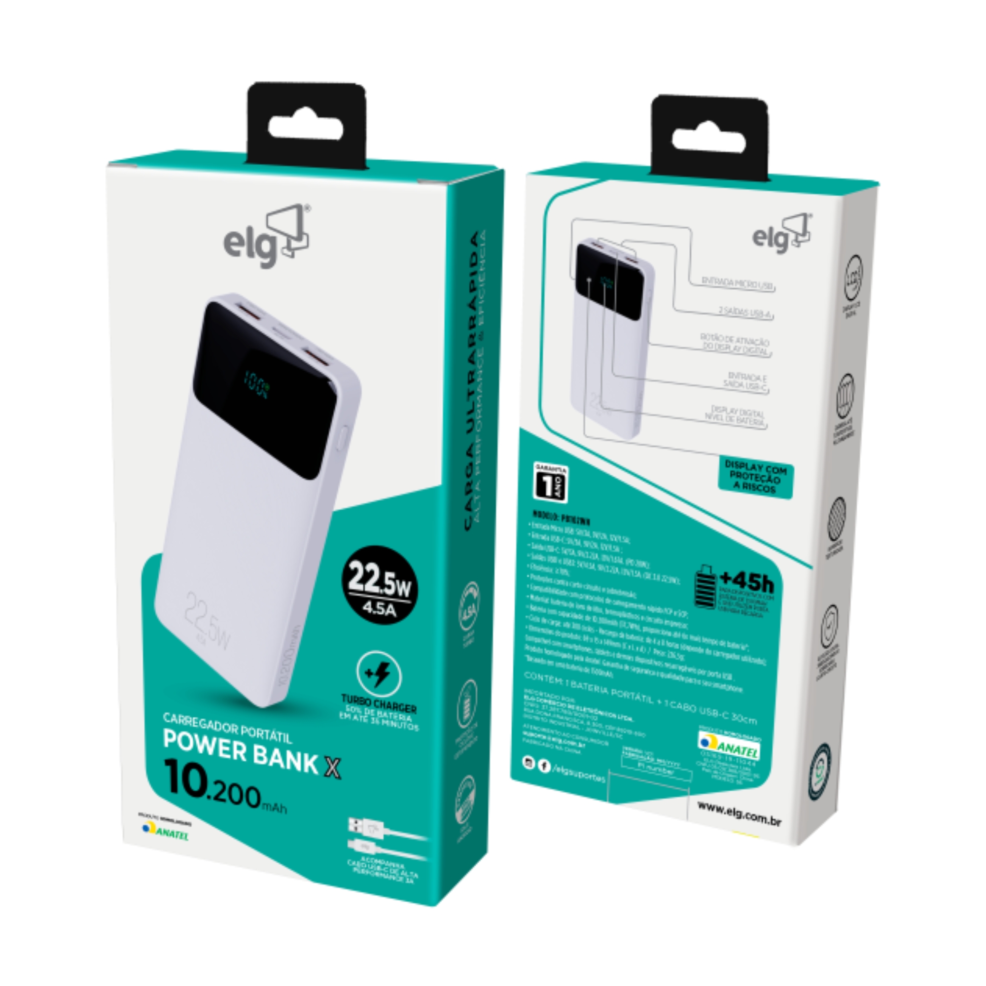COMP Power Bank 10200mAh + Cabo Iphone Usb-A para Lightning 1,5m