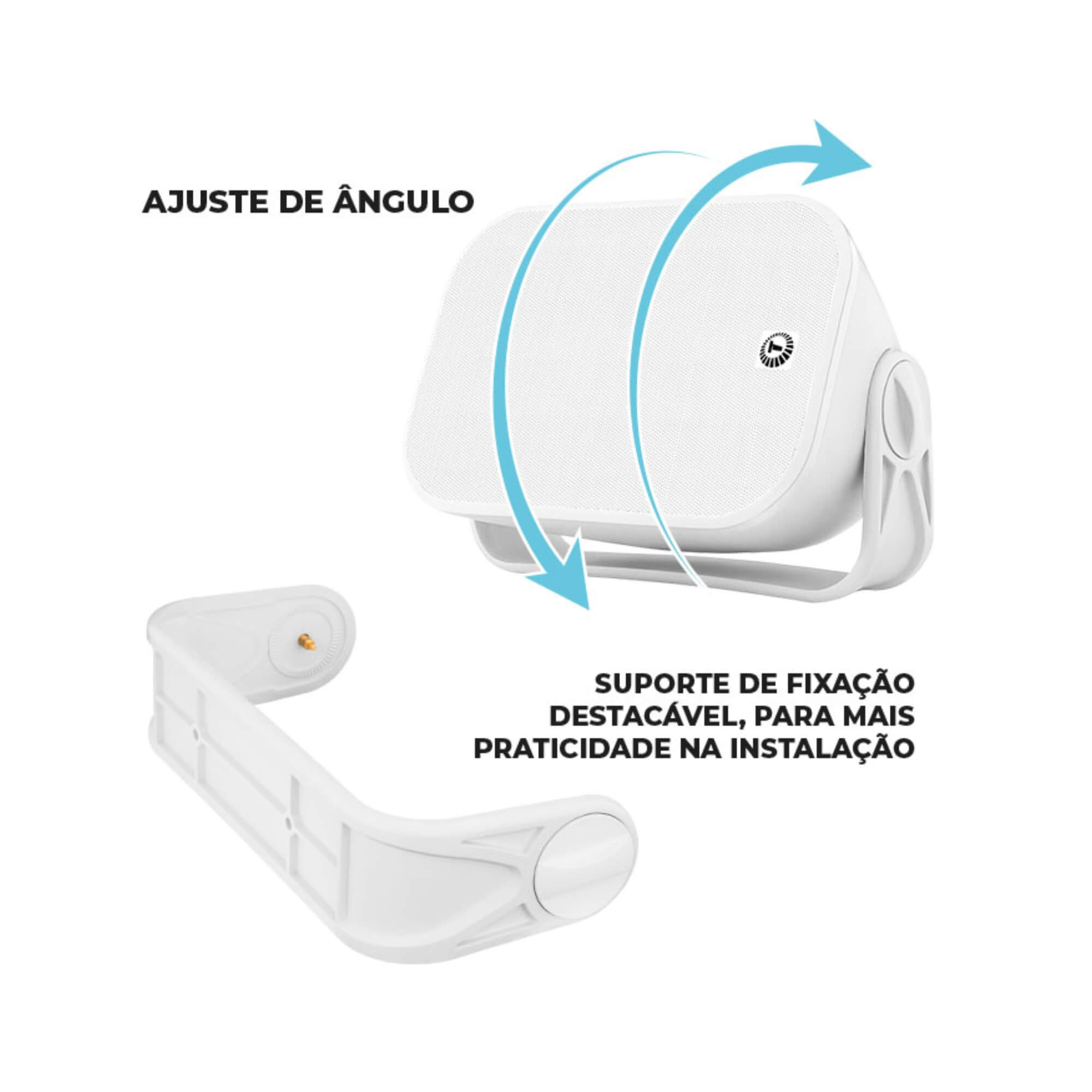 COMP Kit Som Ambiente Amplificador + 8 Caixas TAQ62 Parede Sol Chuva Cor Branca - TARAMPS