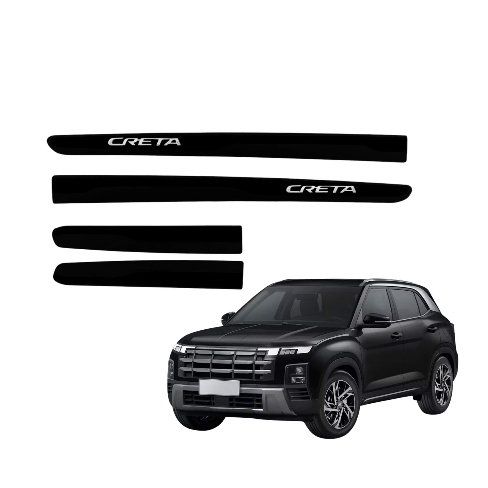 Friso Lateral tipo Original Bi-Color Cromo Creta 4P A partir de 2025 4 Peças Preto Onix Grid - 1796C-PTO-I