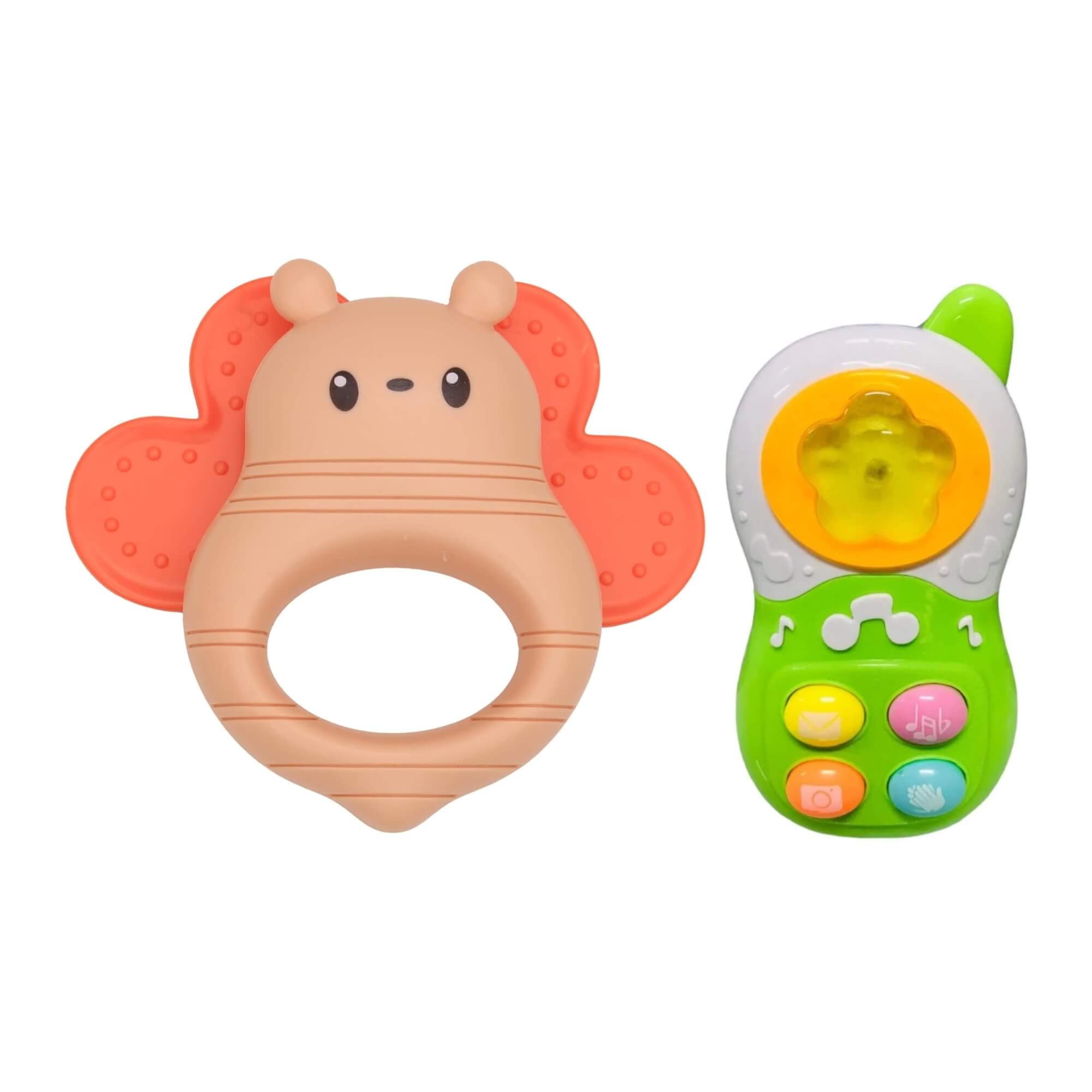COMP Brinquedo Infantil Chocalho Borboleta Rosa + Telefone Interativo para Bebês