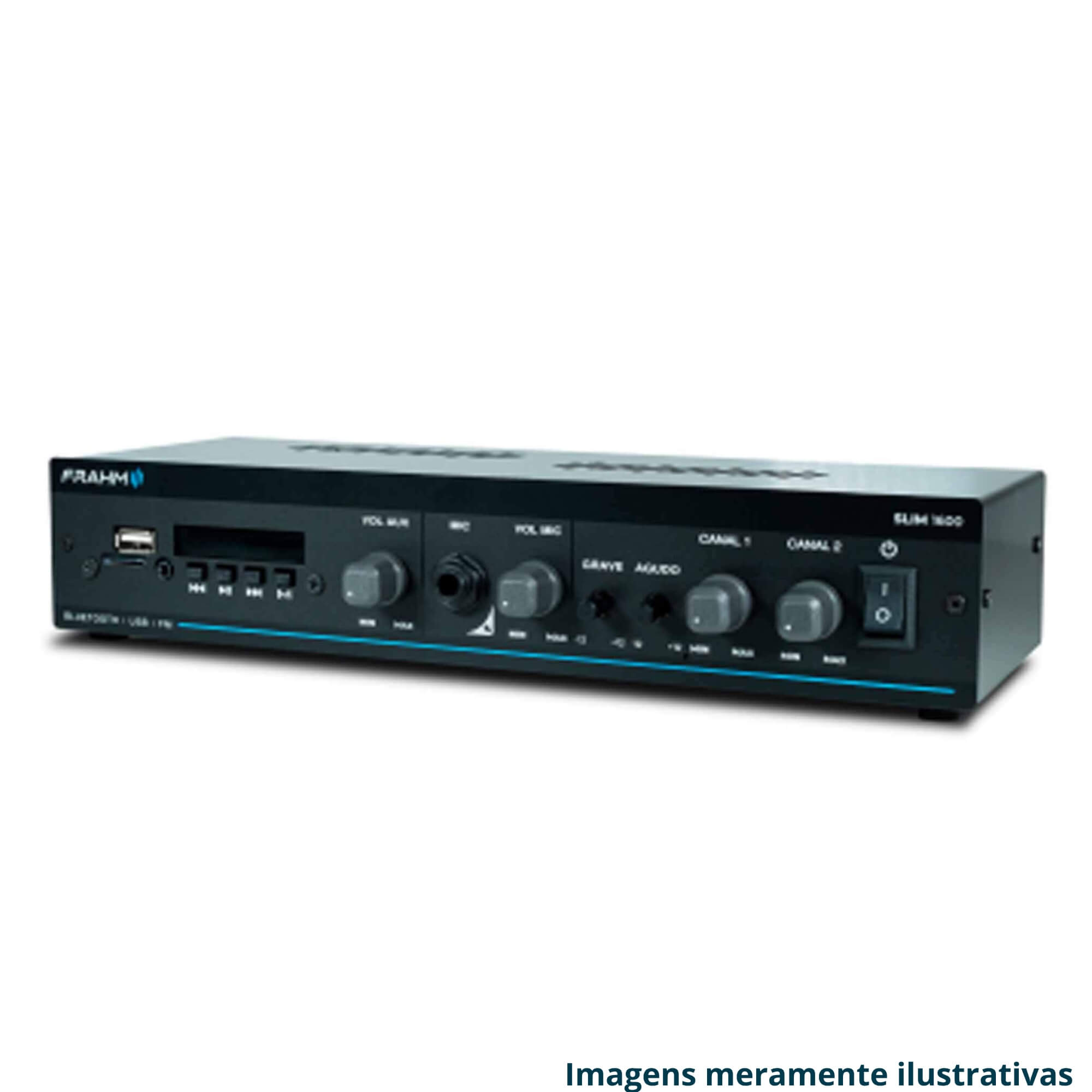 COMP Kit Som Ambiente Frahm Salão de Beleza 200m² Amplificador Slim 1600 G5 + 8 Caixas de Som PS200 New
