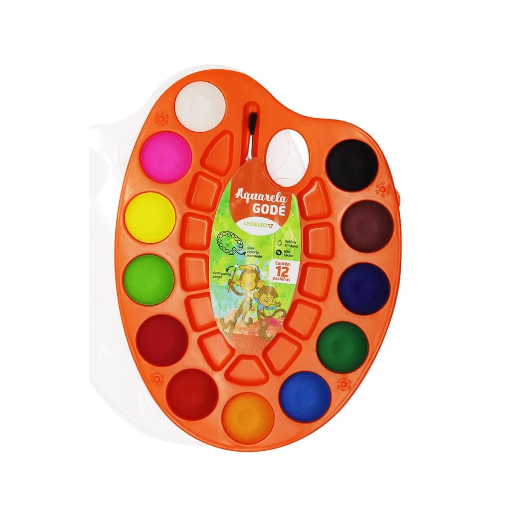 COMP Kit Infantil Criativo Leo&Leo: Avental Infantil Unicórnio + Estojo Aquarela Gode 12 Cores