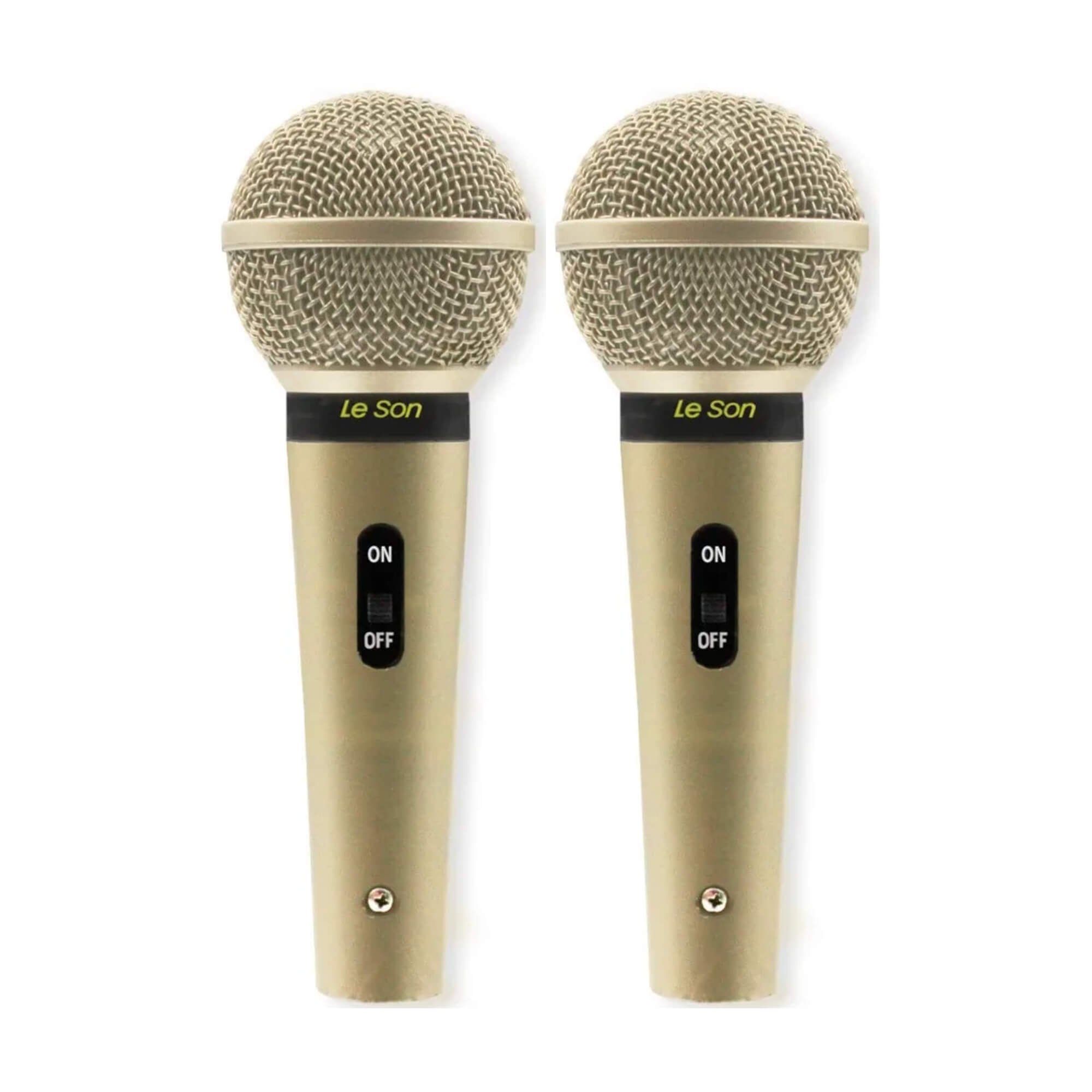 COMP 2 Unid. Microfone com Fio Profissional Champanhe Cabo de 3m SM-58 P4 - Leson 2AM002262