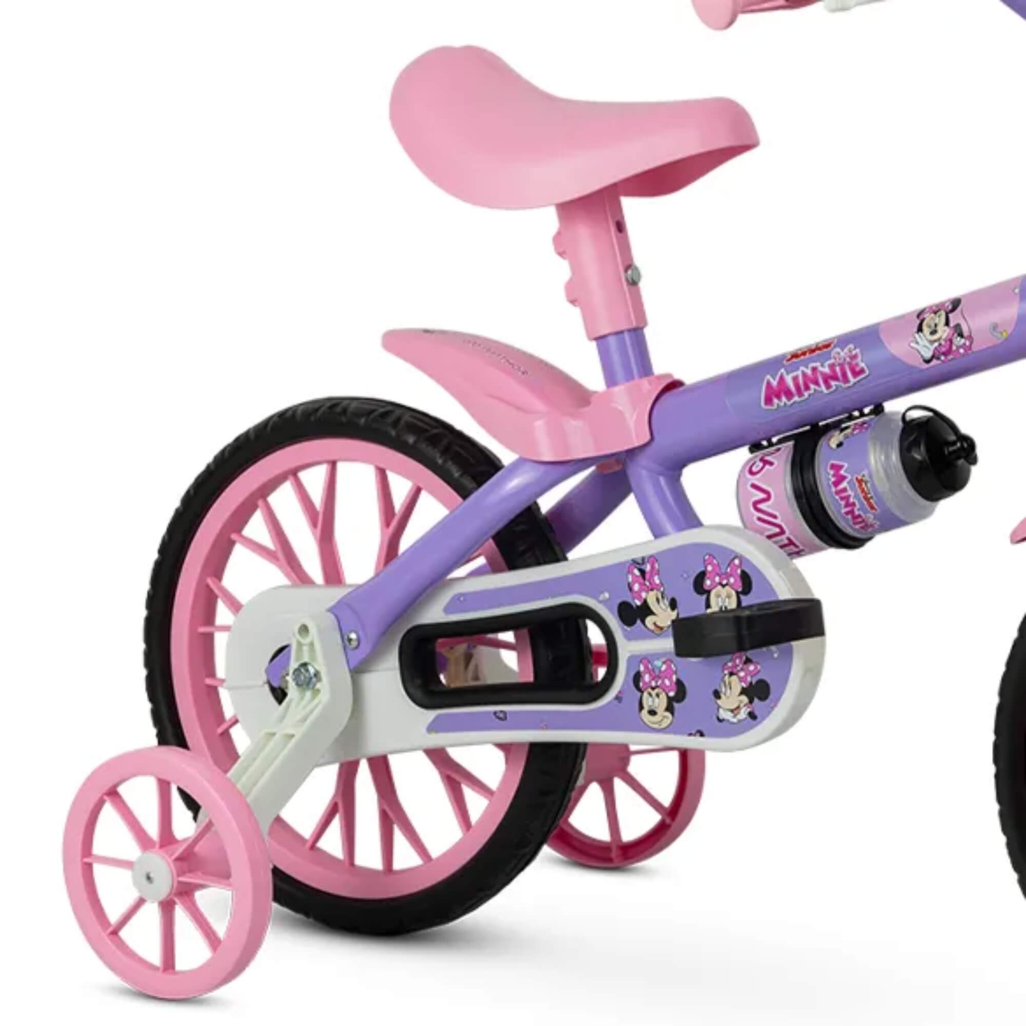 COMP Kit Bicicleta Infantil Aro 12 Minnie Disney Nathor + Proteção Completa Zippy Toys