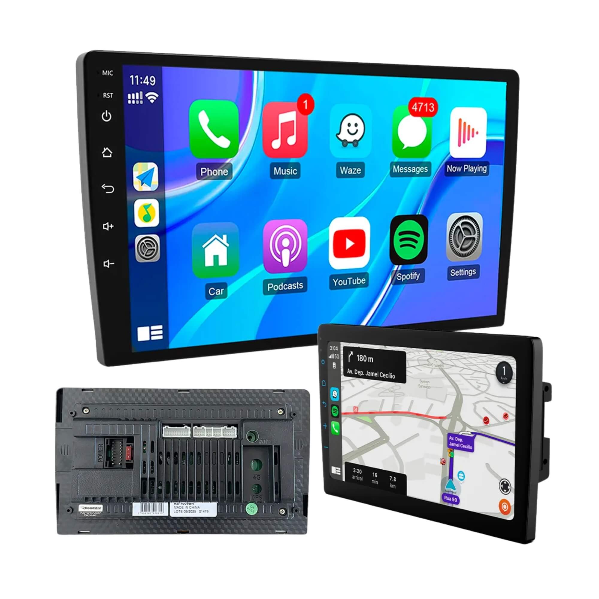 COMP Multimídia 9" Espelhamento/USB/BT + Camera de Ré Borboleta