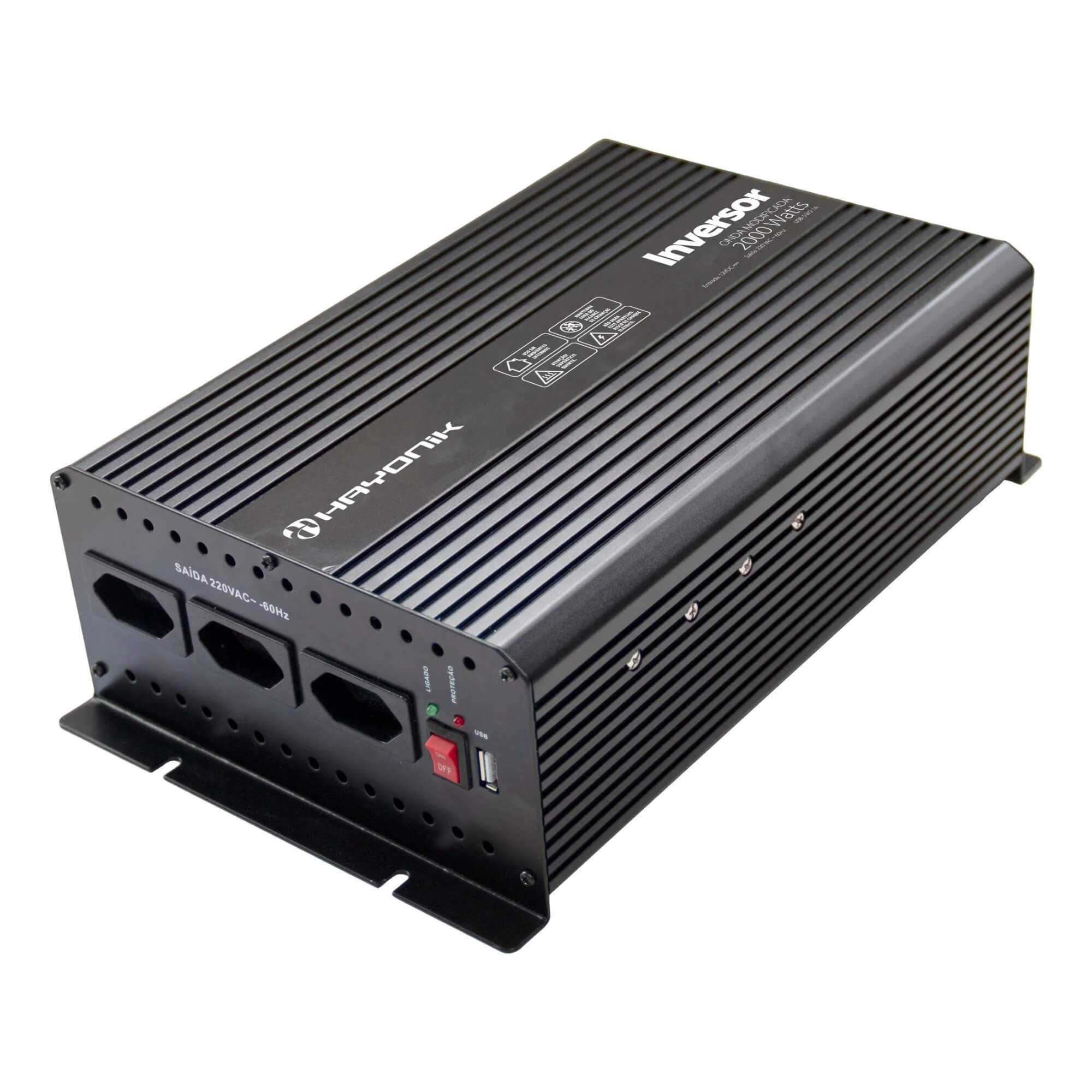 Inversor Automotivo MSW122 Onda Modificada 2000W 12V / 220V Hayonik - 0000084817