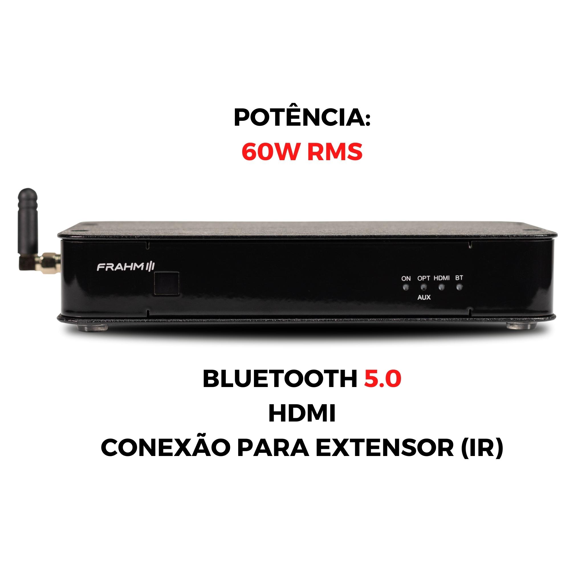 COMP Kit Amplificador Receiver HDMI para TV + 2 Caixas de Som de embutir 6 Pol 70W - Sala de TV de até 50m²