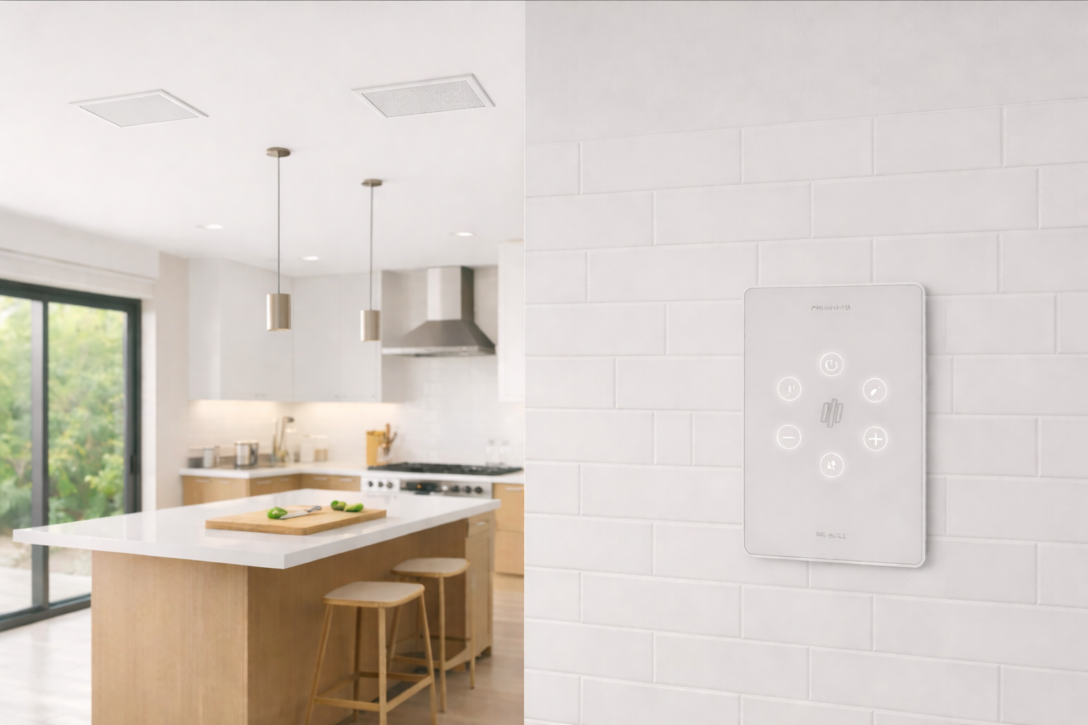 COMP Kit Som Ambiente para Cozinha até 30m² com Amplificador Hs Wall + 2 arandelas 70W