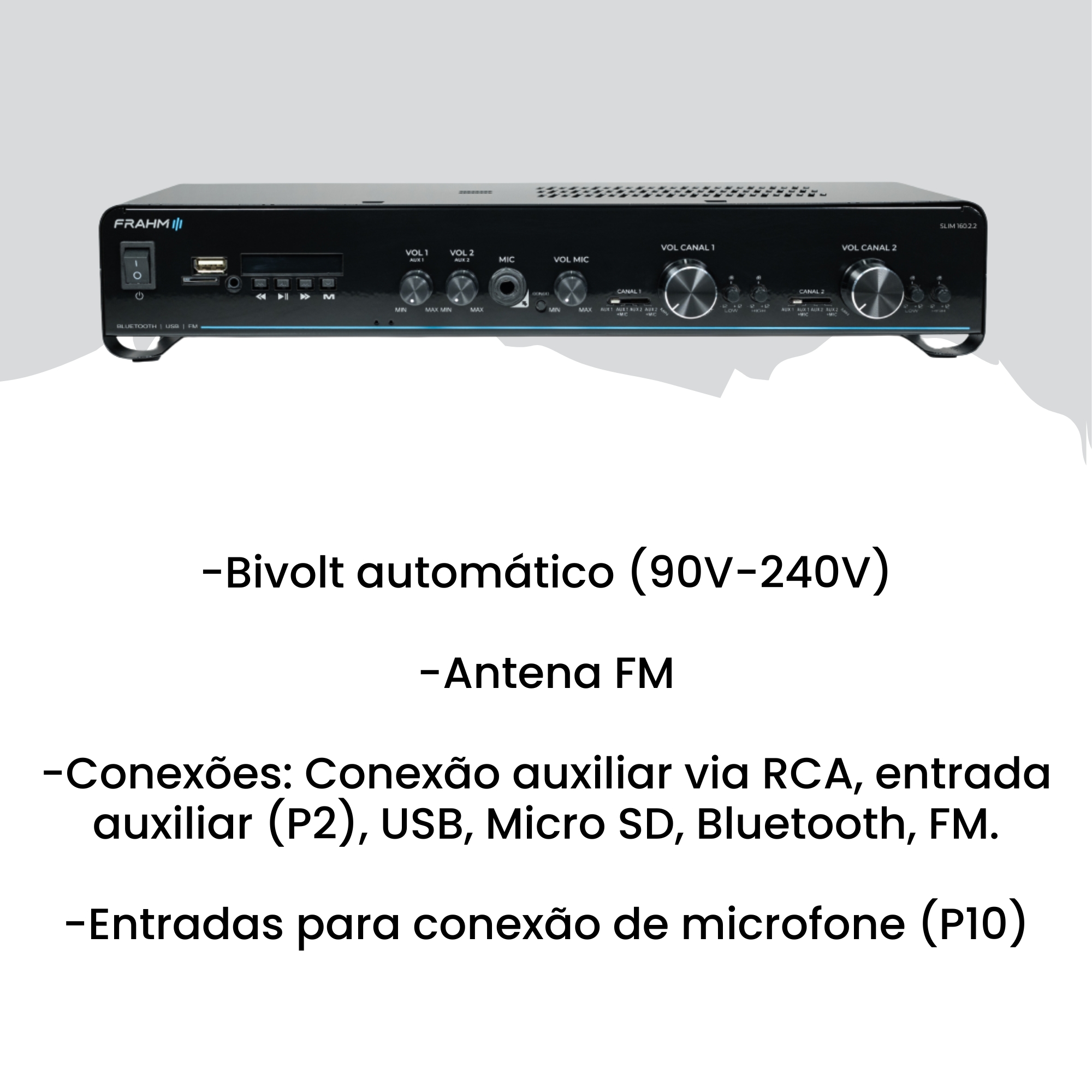 COMP Kit Som Ambiente Posto de Gasolina Amplificador Slim + 4 Arandelas + 2 Pares de Caixa de Som