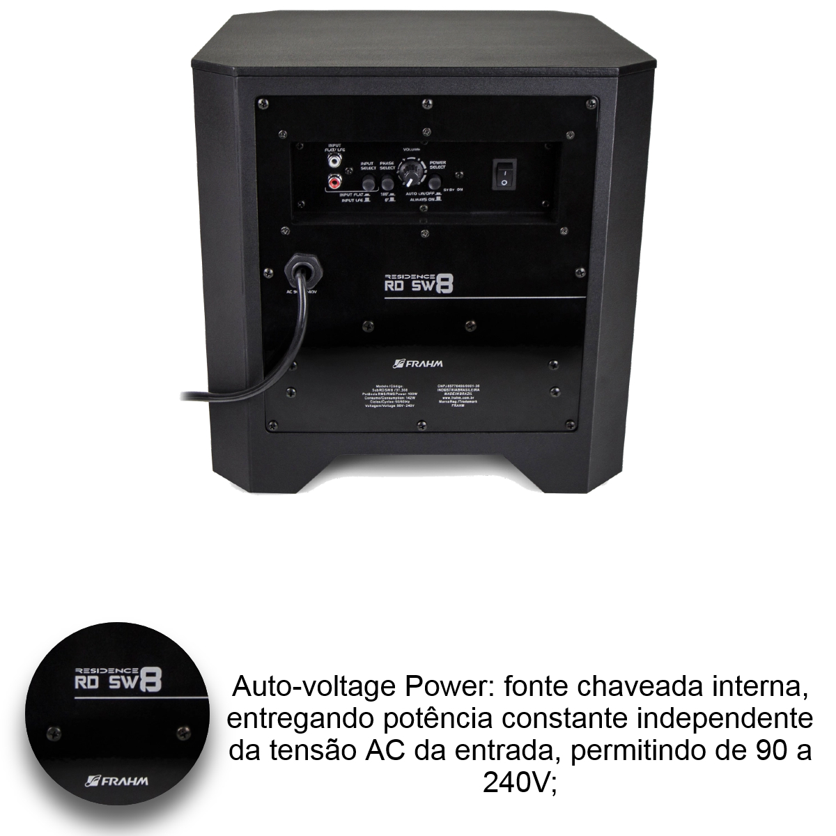 COMP Kit Som Ambiente Livraria entre 100m2 e 200m2 Subwoofer + 8 Caixas de Som + Amplificador