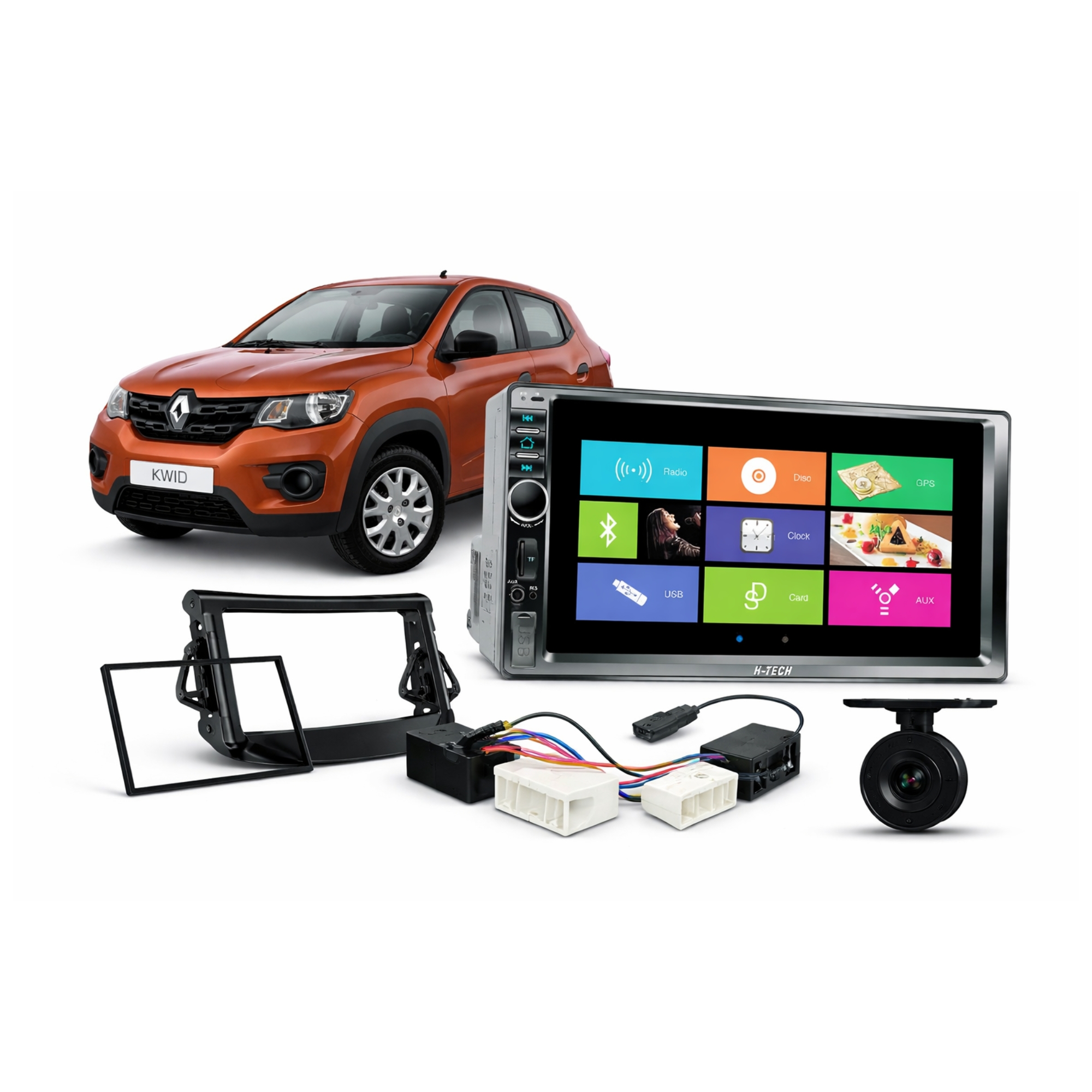 COMP Central Multimídia MP5 Kwid 2017 a 2026 Android/IOS/Bluetooth/USB + Moldura + Câmera de Ré