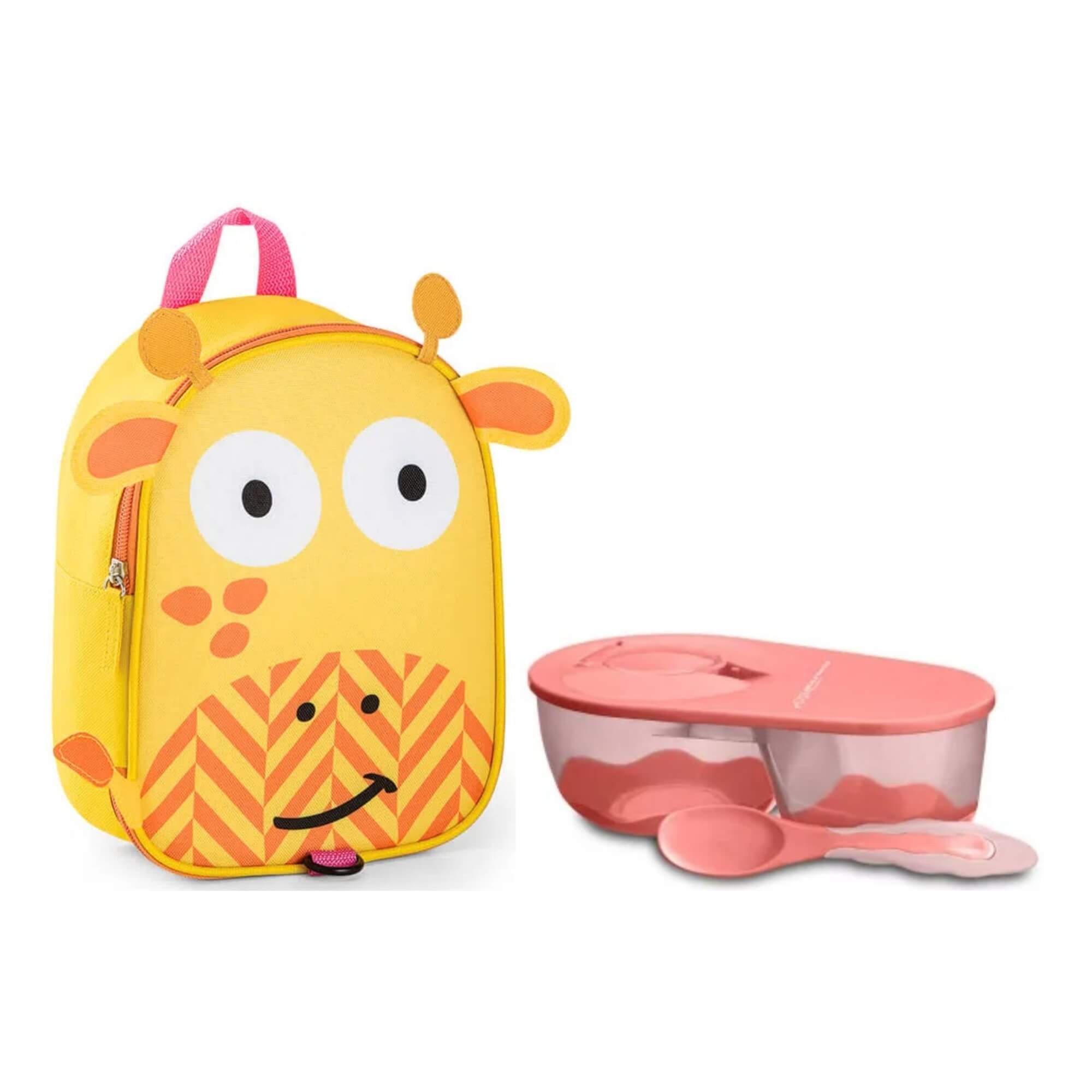 COMP Kit Infantil Maternidade Mochila Lancheira Térmica + Prato e Colher Introdução Alimentar Bebê