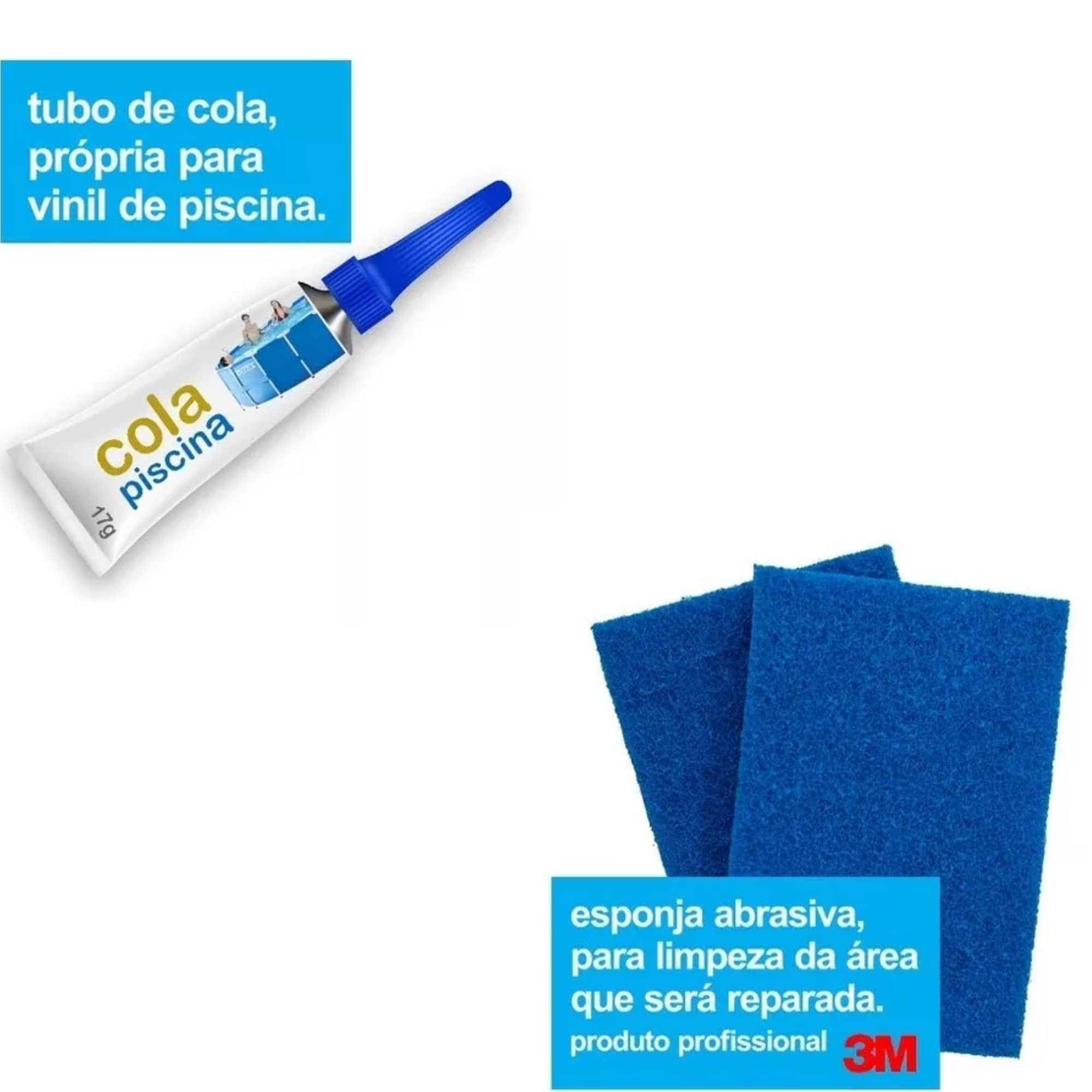 COMP Kit Reparo Piscina + Bomba de Ar Dupla Ação para Boias Bexiga Infláveis