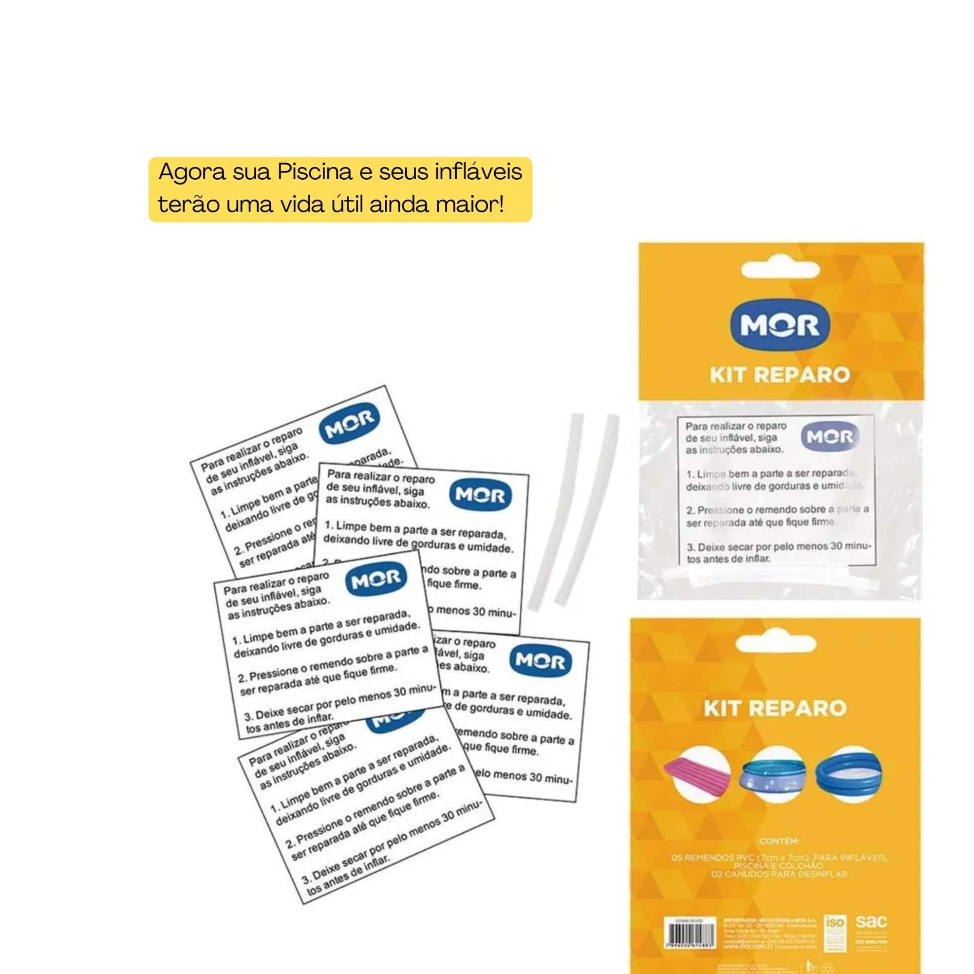 COMP Kit Reparo Piscina + Bomba de Ar Dupla Ação para Boias Bexiga Infláveis