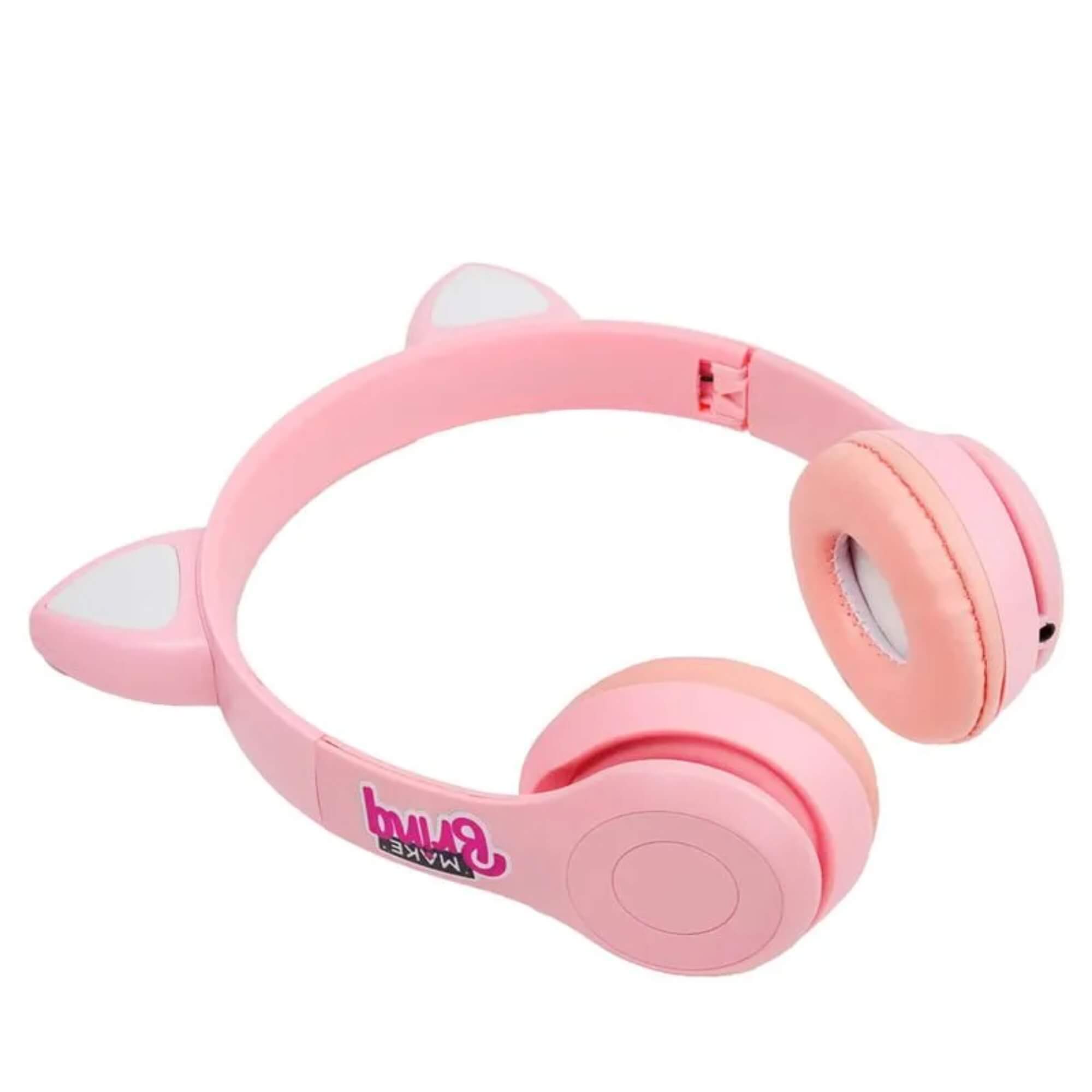 COMP Copo Viagem 300ml Princesas + Cat Fone Bluetooth Dobrável c/ Microfone Cor Sortida