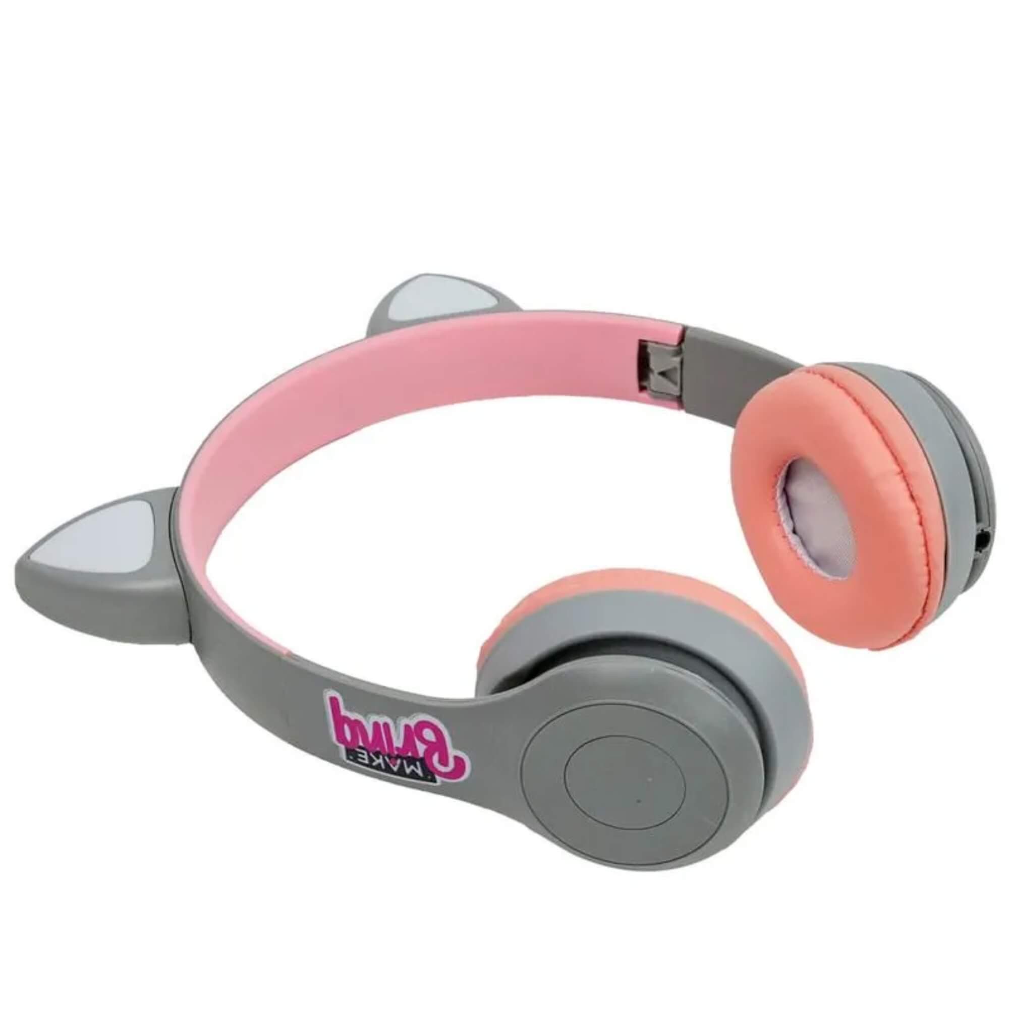 COMP Copo Viagem 300ml Princesas + Cat Fone Bluetooth Dobrável c/ Microfone Cor Sortida