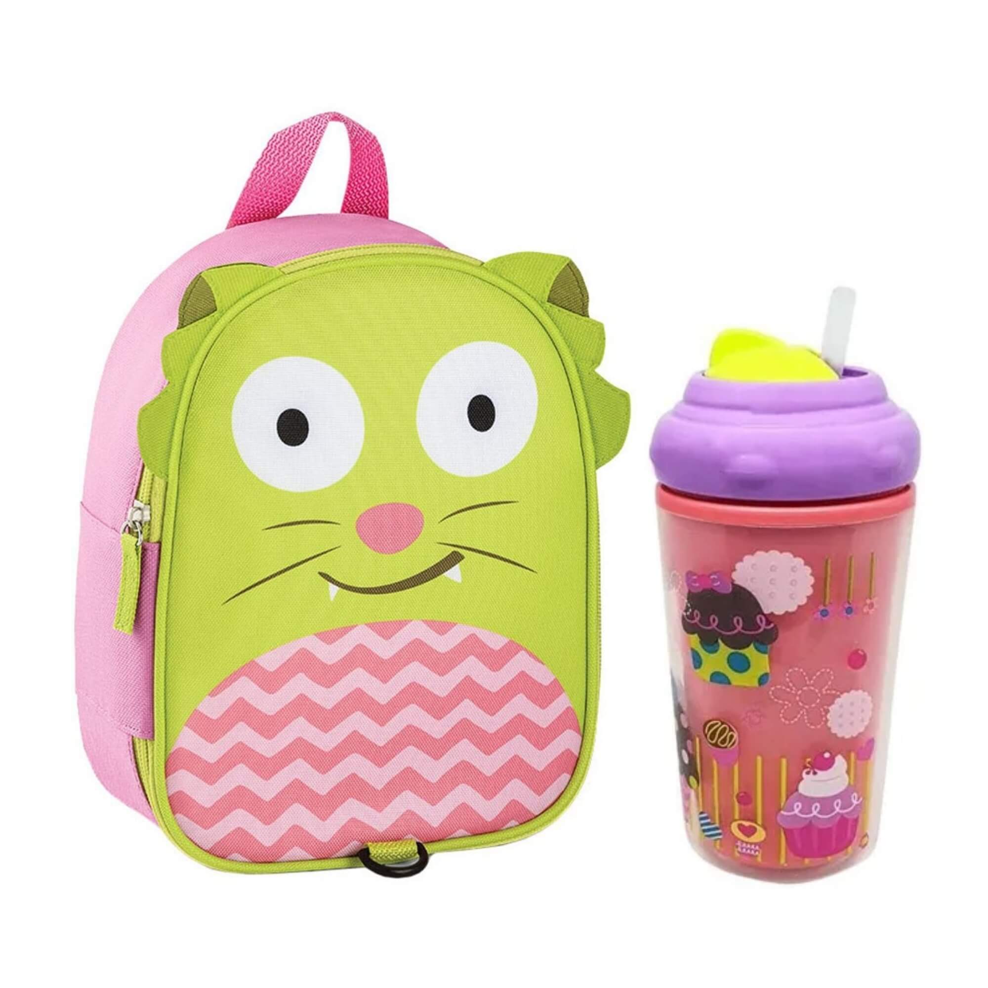 COMP Kit para Passeio Lancheira + Copo Térmico com Canudo Maternidade Bebê