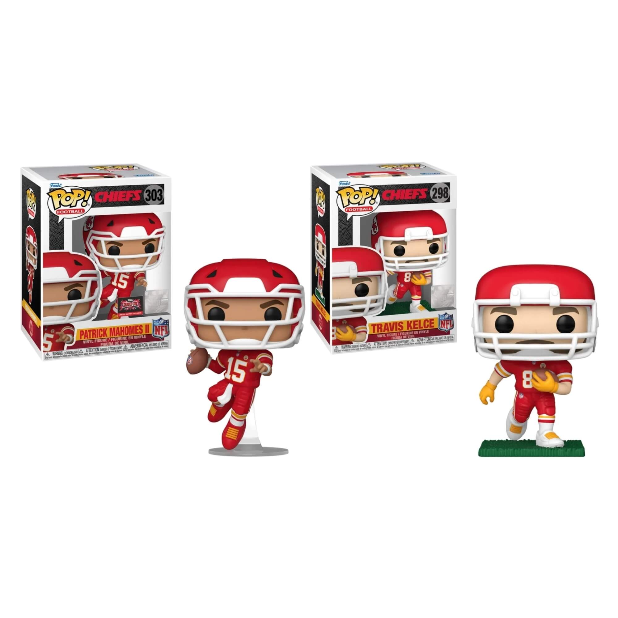 COMP Kit NFL Chiefs Funko Pop! para Coleção - Patrick Mahomes + Travis Kelce