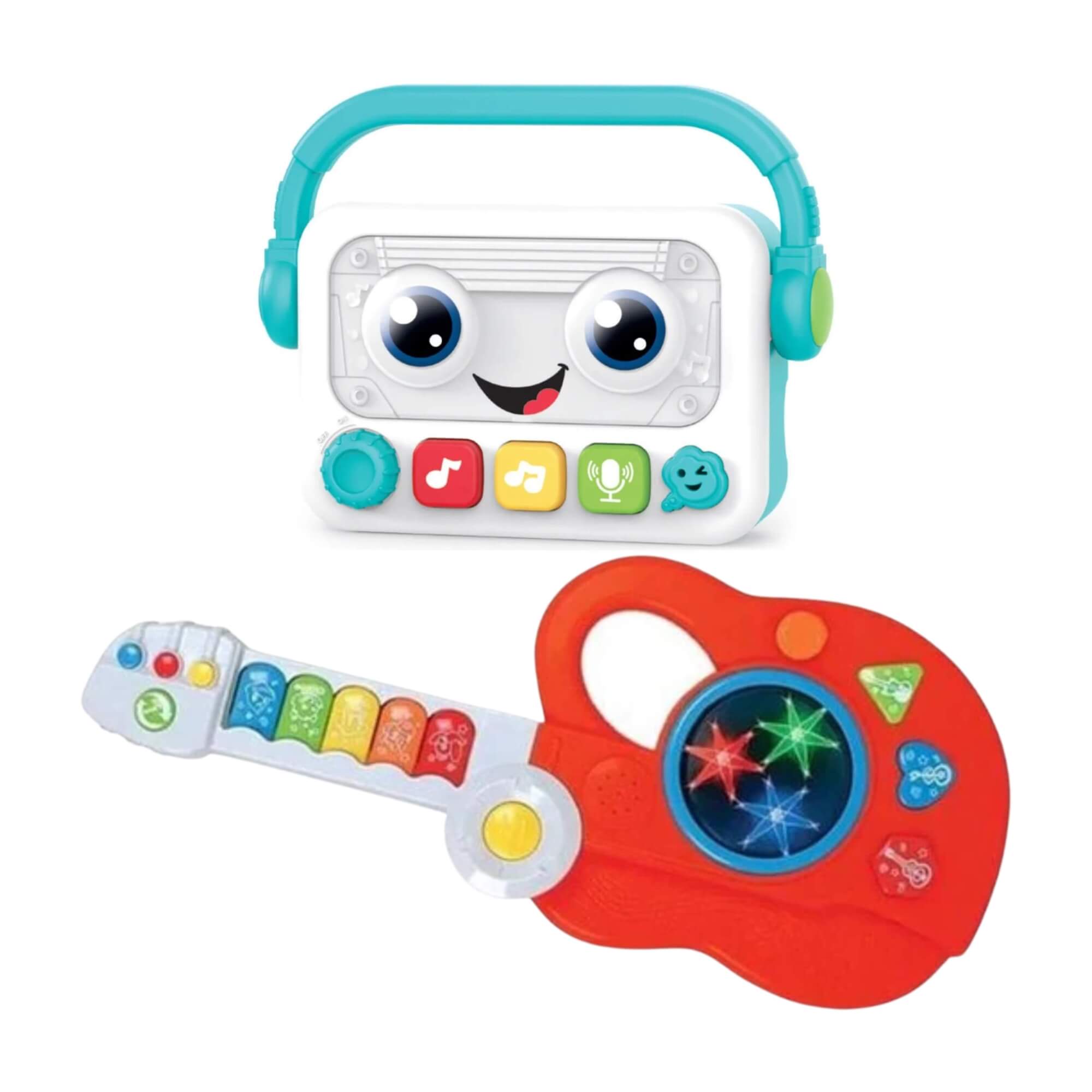 COMP Kit Brinquedos Musicais Guitarra Piano e Tambor + Gravador