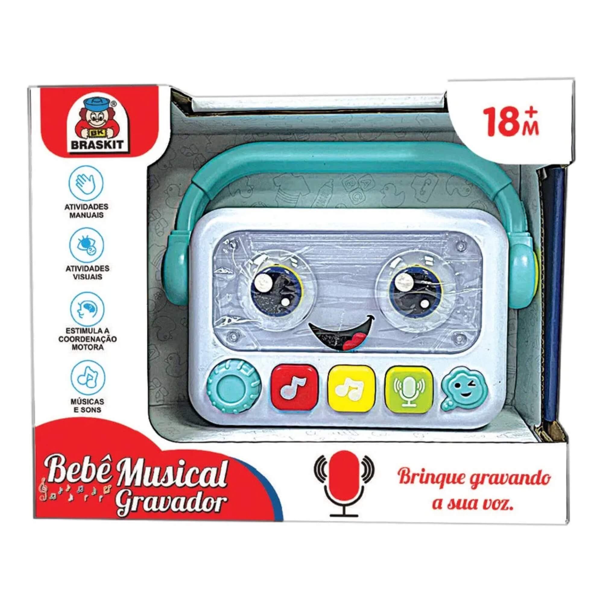 COMP Kit Brinquedos Musicais Guitarra Piano e Tambor + Gravador
