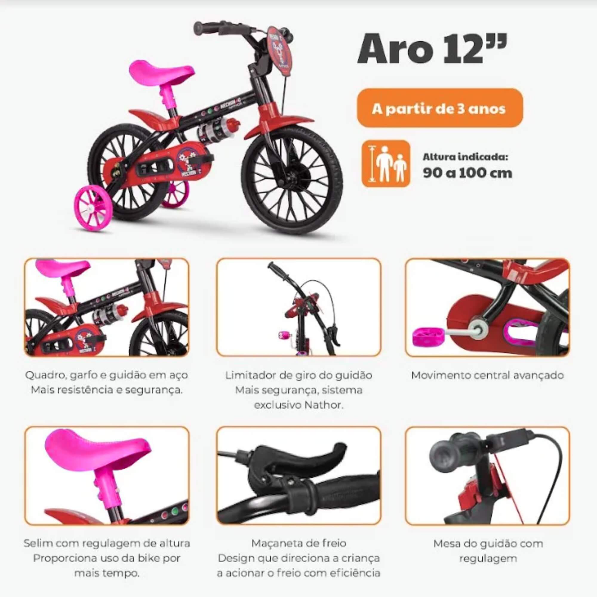 COMP Kit Bicicleta Infantil Aro 12 Disney Minnie + Boneca Cry Babies BFF Minnie