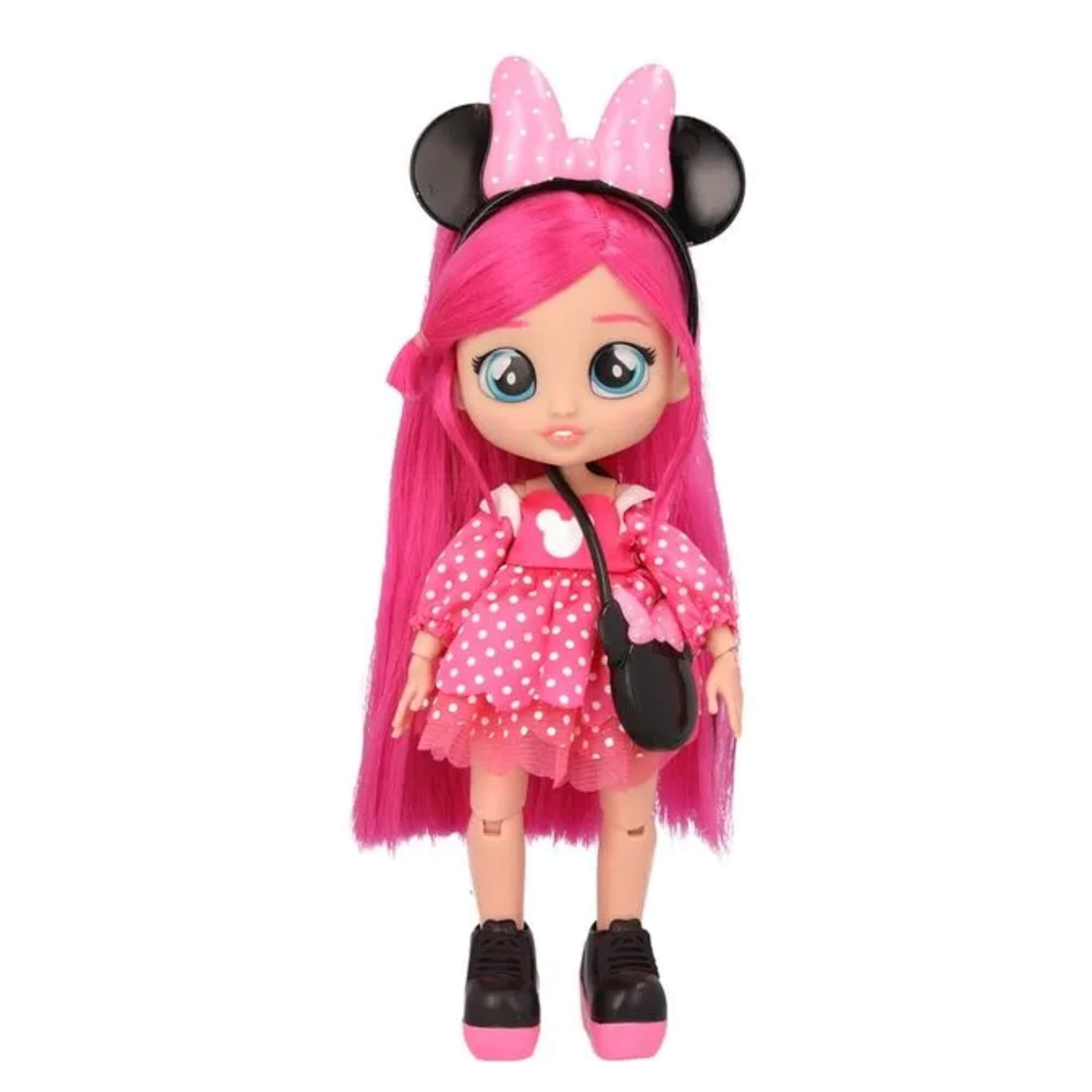 COMP Kit Bicicleta Infantil Aro 12 Disney Minnie + Boneca Cry Babies BFF Minnie