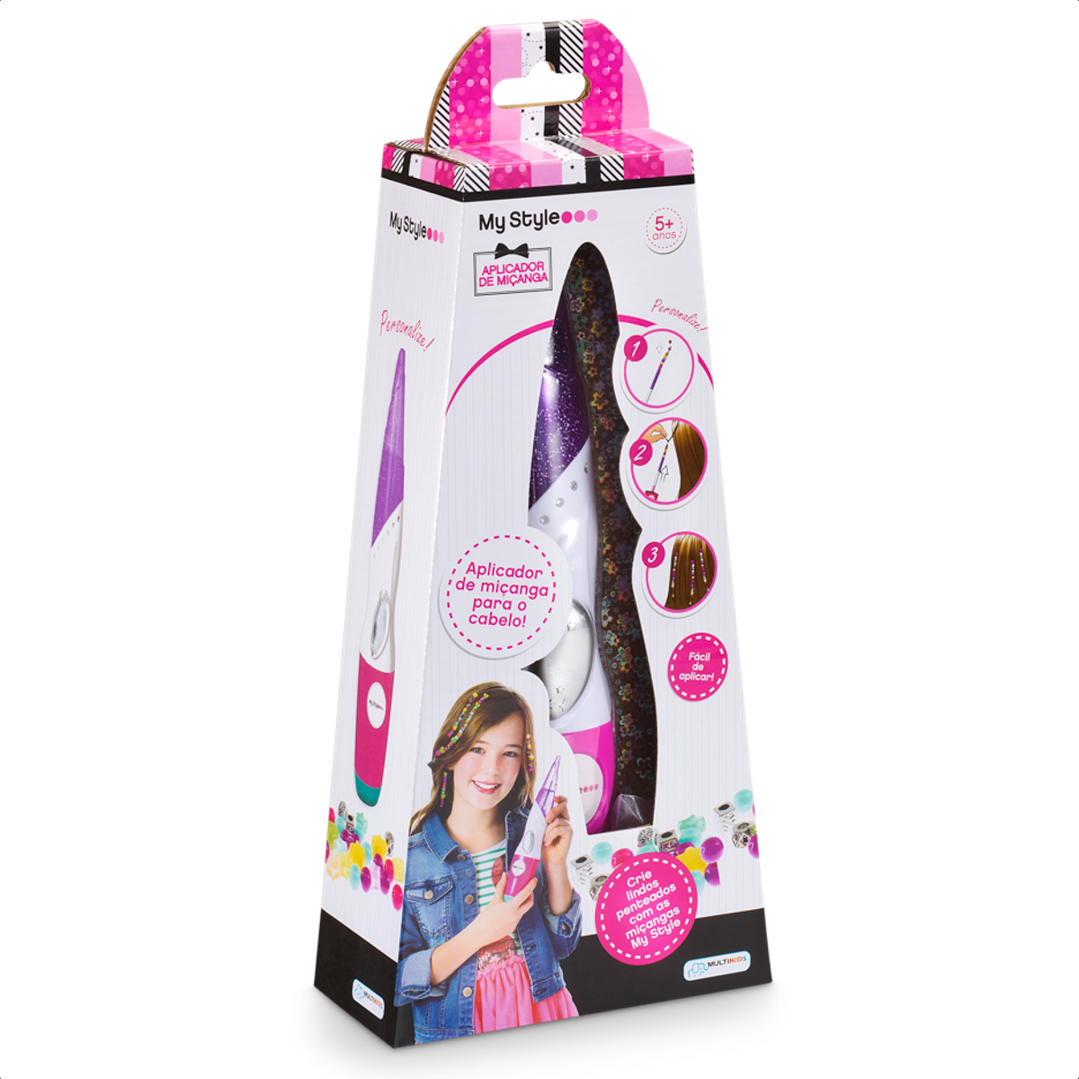 COMP Kit Infantil Aplicador de Strass para Cabelo + Criação de Pulseiras de Miçanga My Style