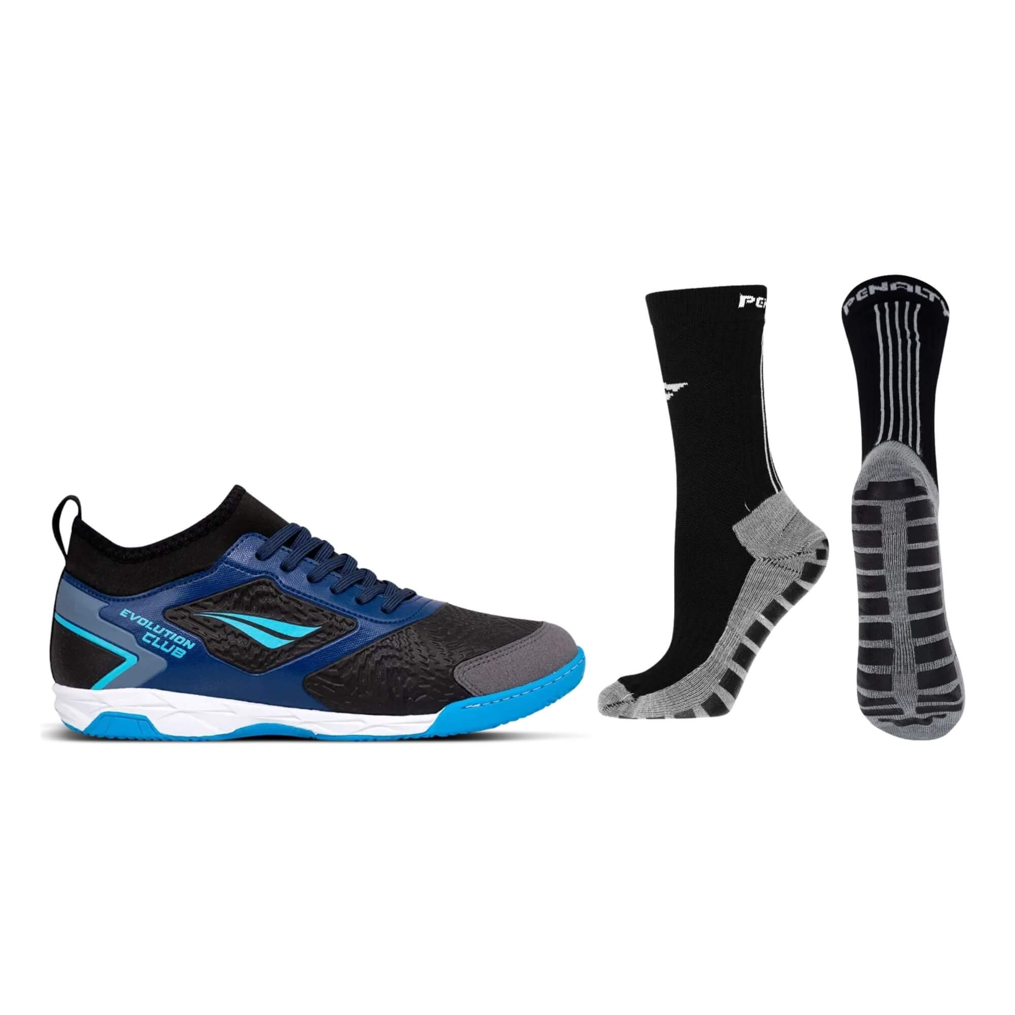 COMP Kit Chuteira Futsal Evolution Club Locker Y-1  Tamanho 43 + Meia 39-44