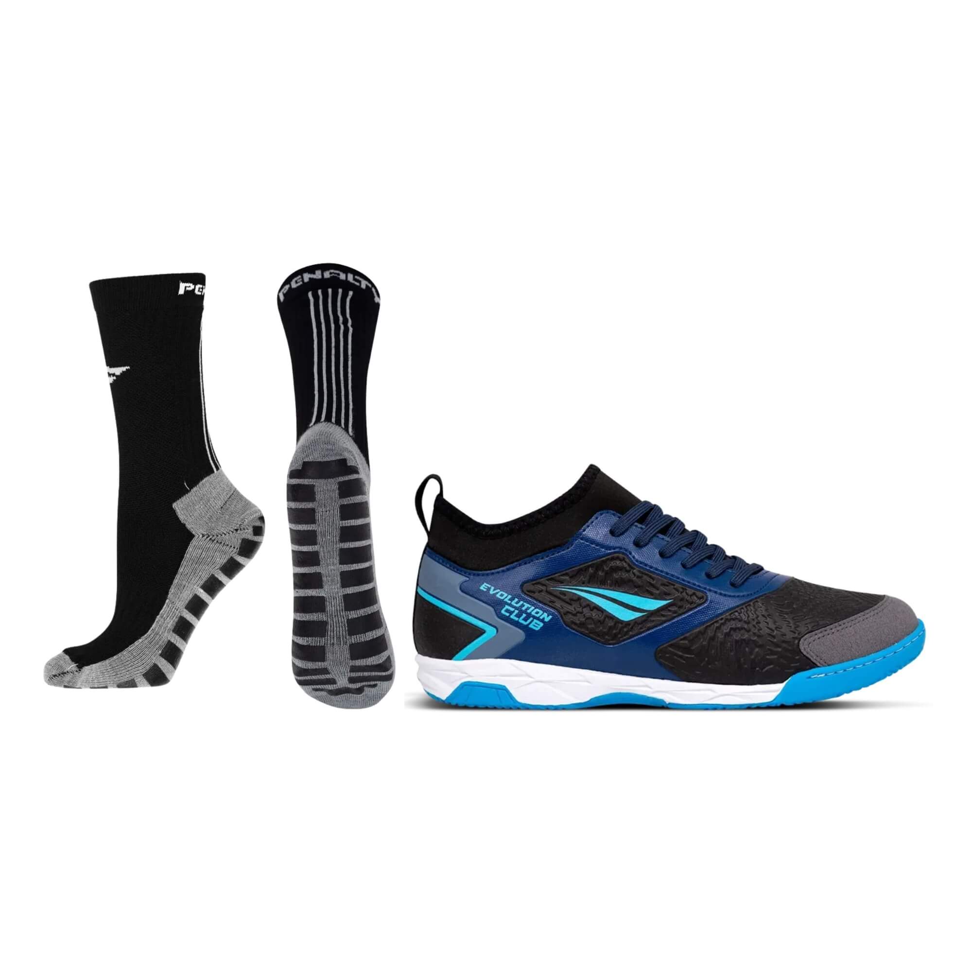 COMP Kit Chuteira Futsal Evolution Club Locker Y-1  Tamanho 42 + Meia 39-44