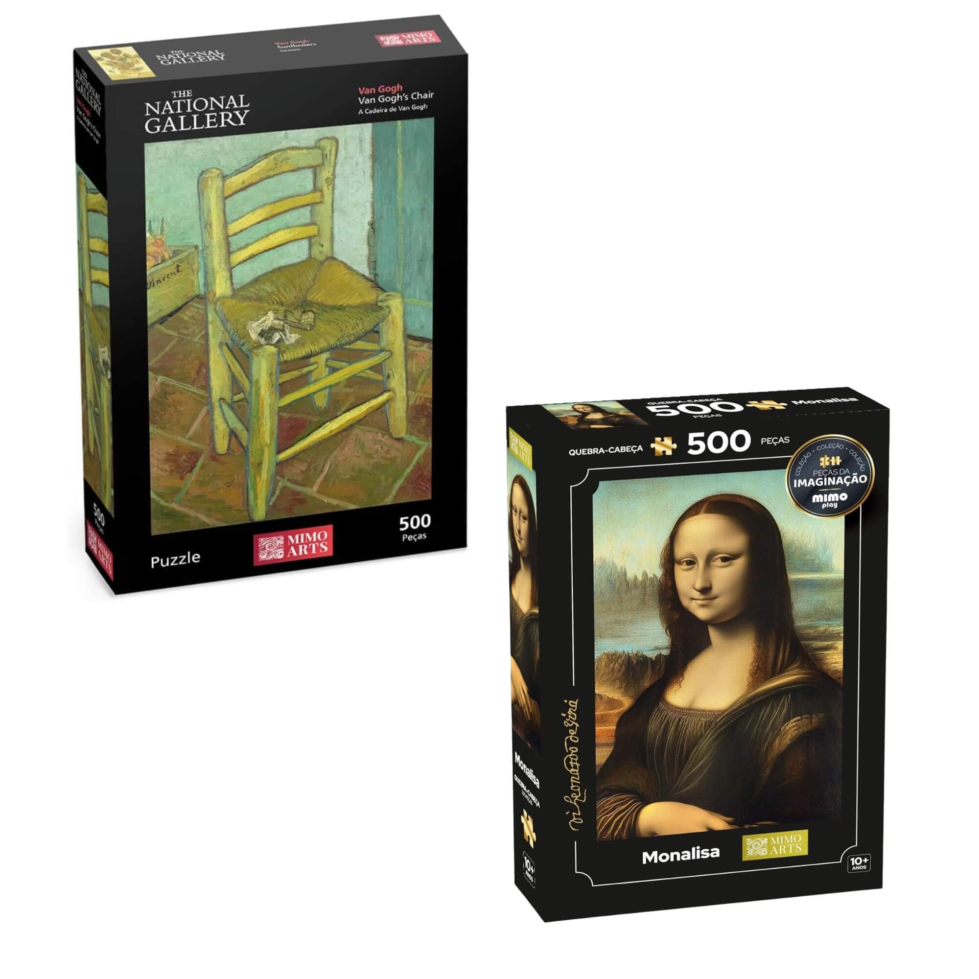 COMP Kit 2 Quebra Cabeças de 500 Peças: Van Gogh Cadeira + Mona Lisa - Mimo Toys
