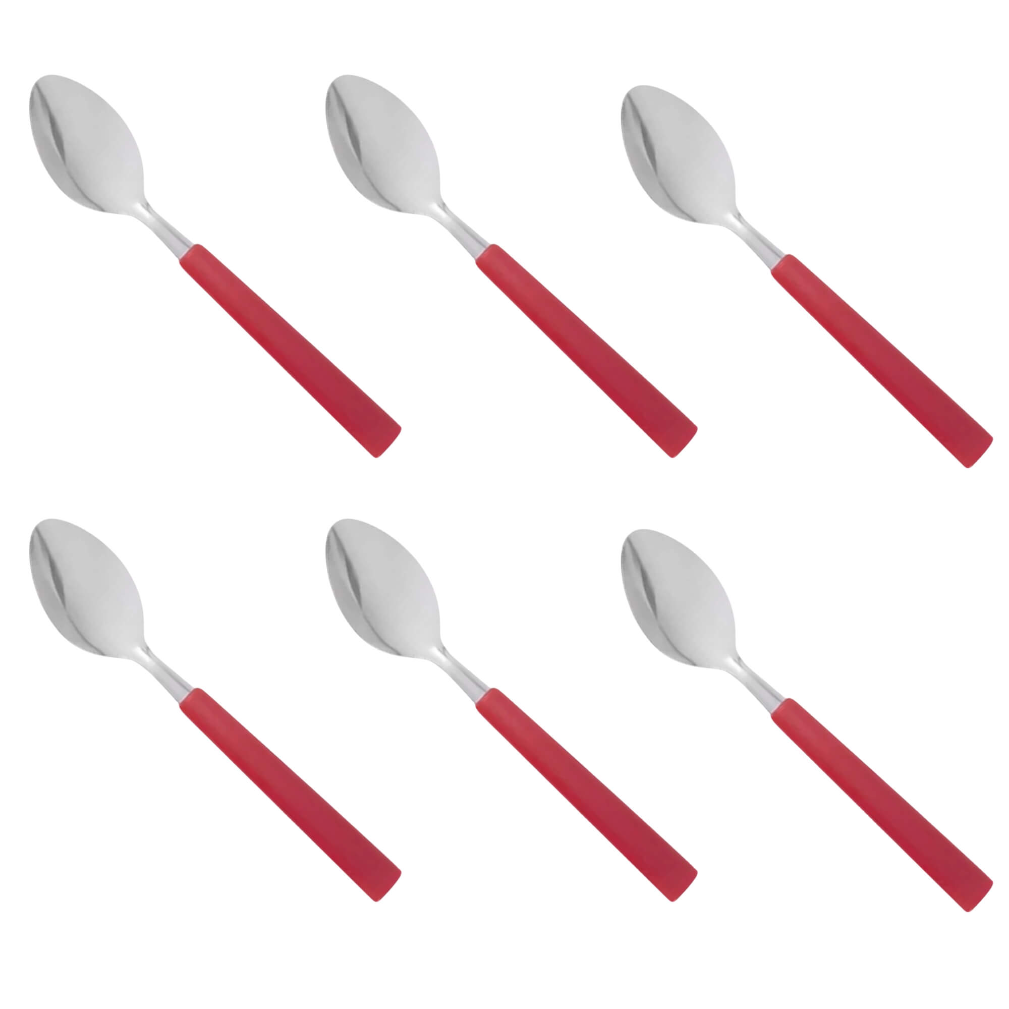 COMP Kit 6 Colheres de Mesa Aço Inoxidável Cabo em Polipropileno Vermelho Linha Riviera - Brinox