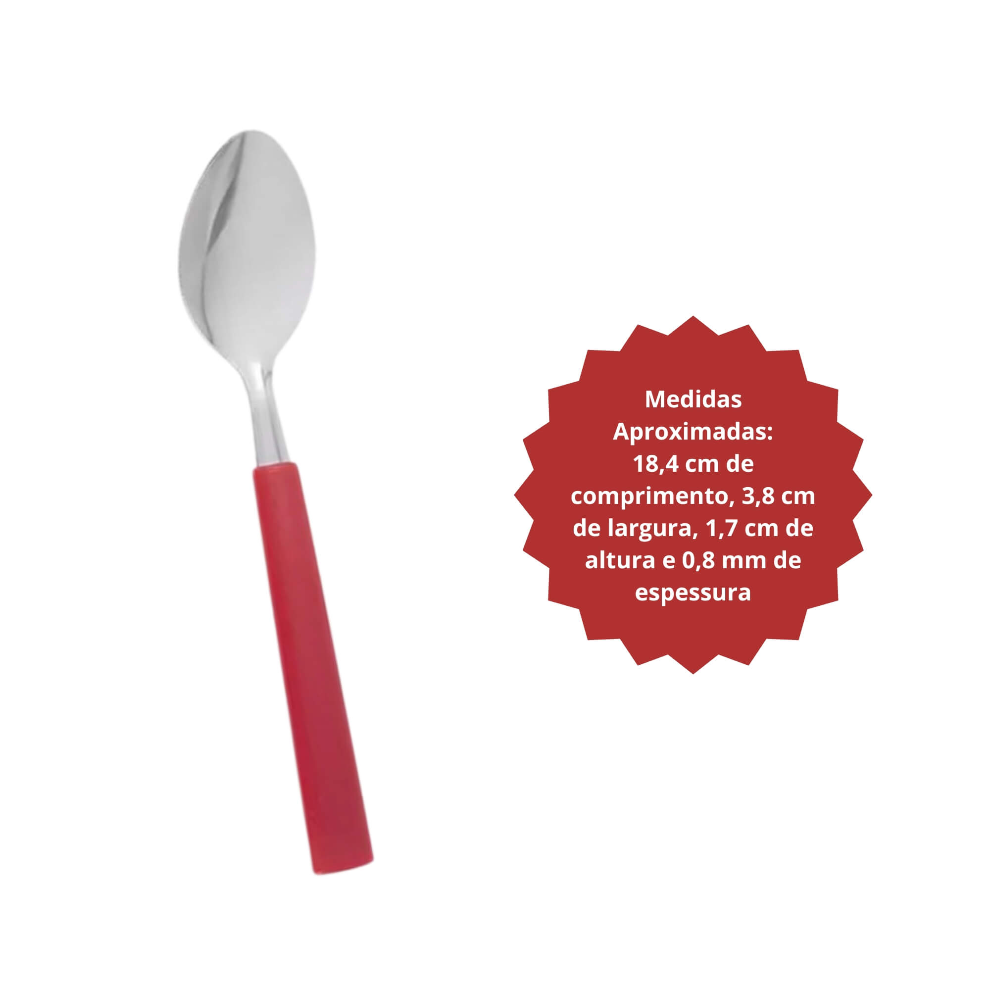 COMP Kit 6 Colheres de Mesa Aço Inoxidável Cabo em Polipropileno Vermelho Linha Riviera - Brinox