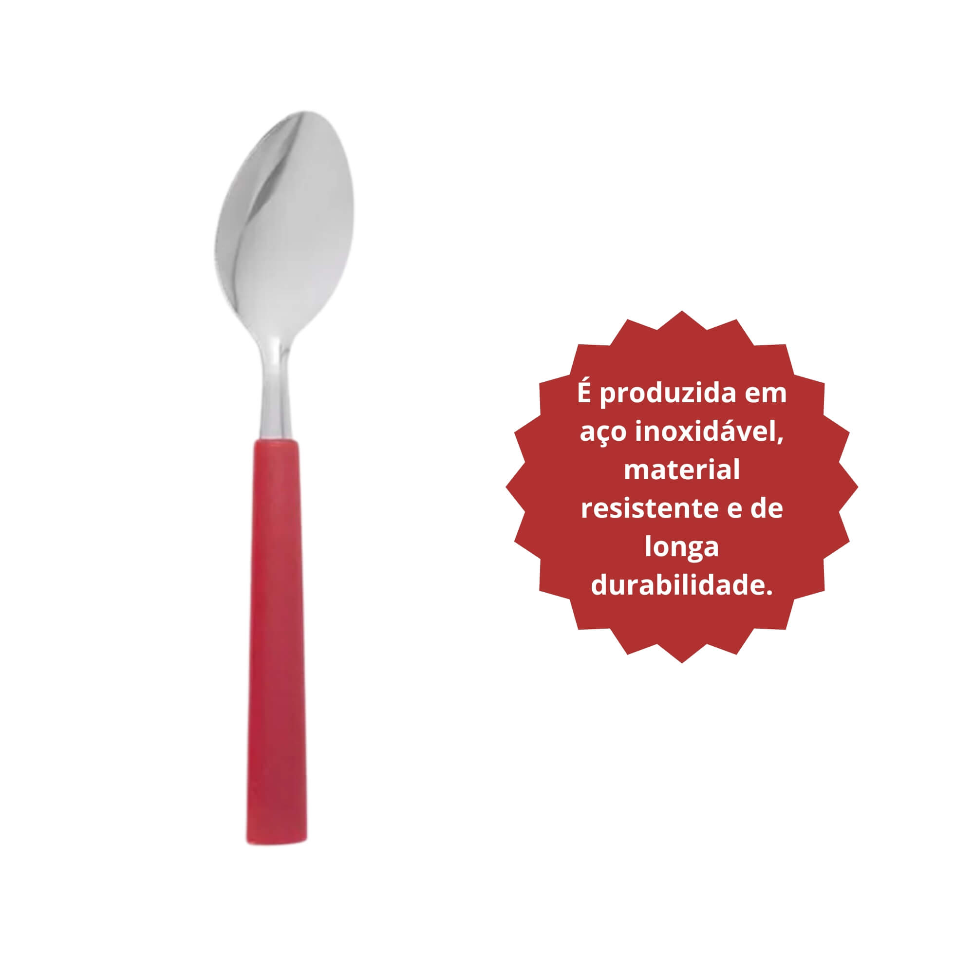 COMP Kit 6 Colheres de Mesa Aço Inoxidável Cabo em Polipropileno Vermelho Linha Riviera - Brinox