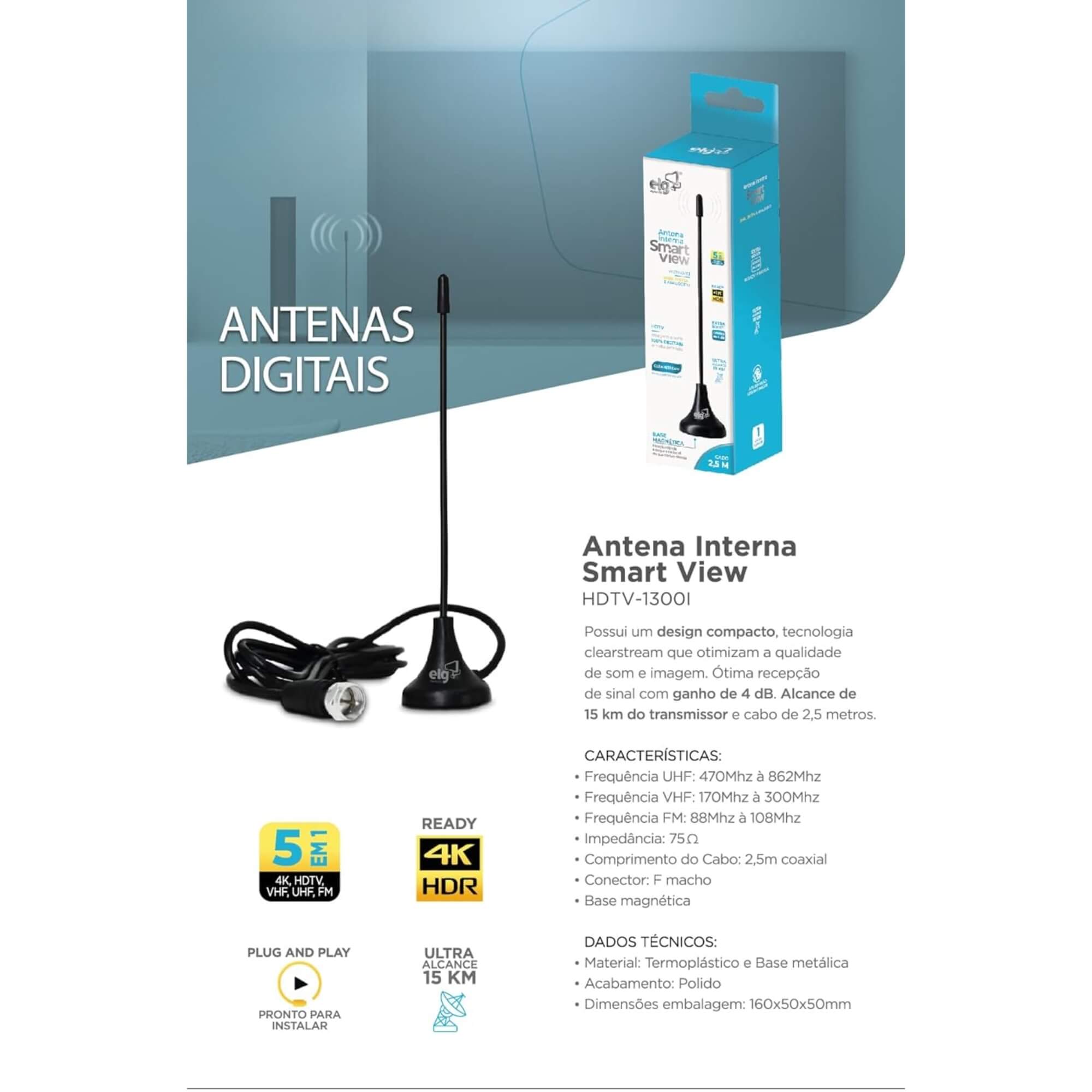 COMP Kit Suporte Fixo para Tvs de 32" a 77" + Antena Smart View