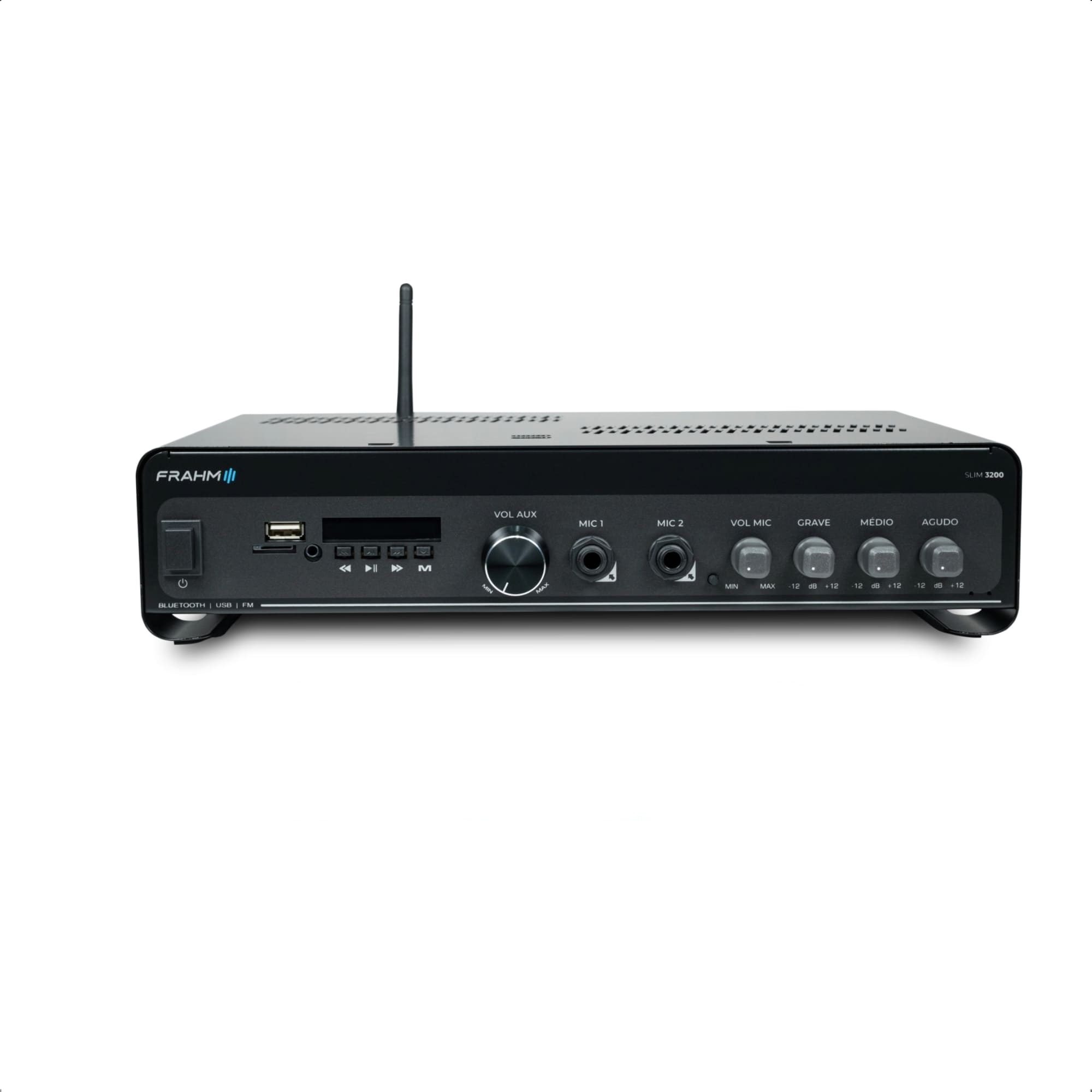 COMP Kit Som Ambiente Bluetooth Frahm Slim 3200 + 6 Caixas Ps200 Plus Cor Preto