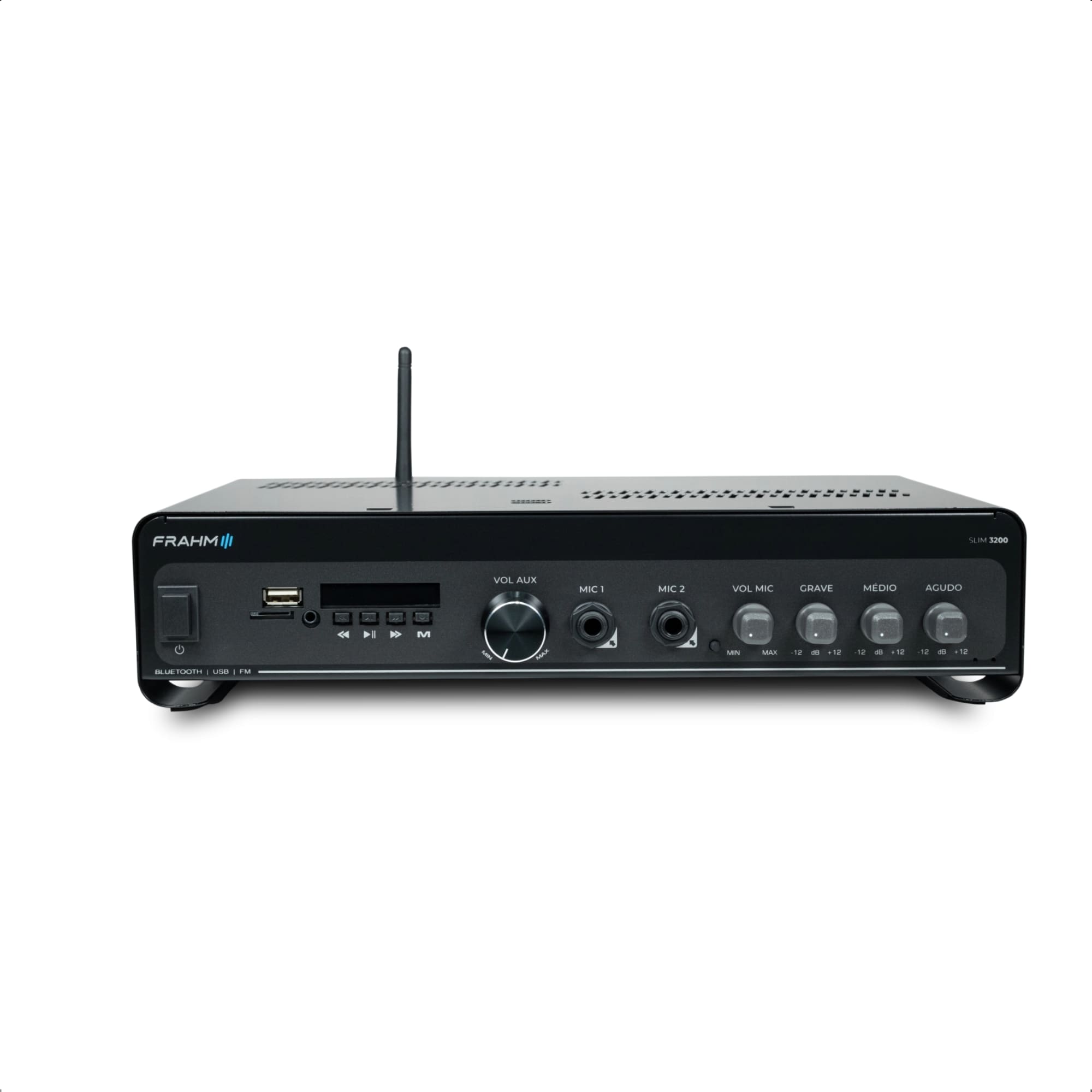 COMP Kit Som Ambiente Bluetooth Frahm Slim 3200 + 6 Caixas Ps200 Plus Cor Preto