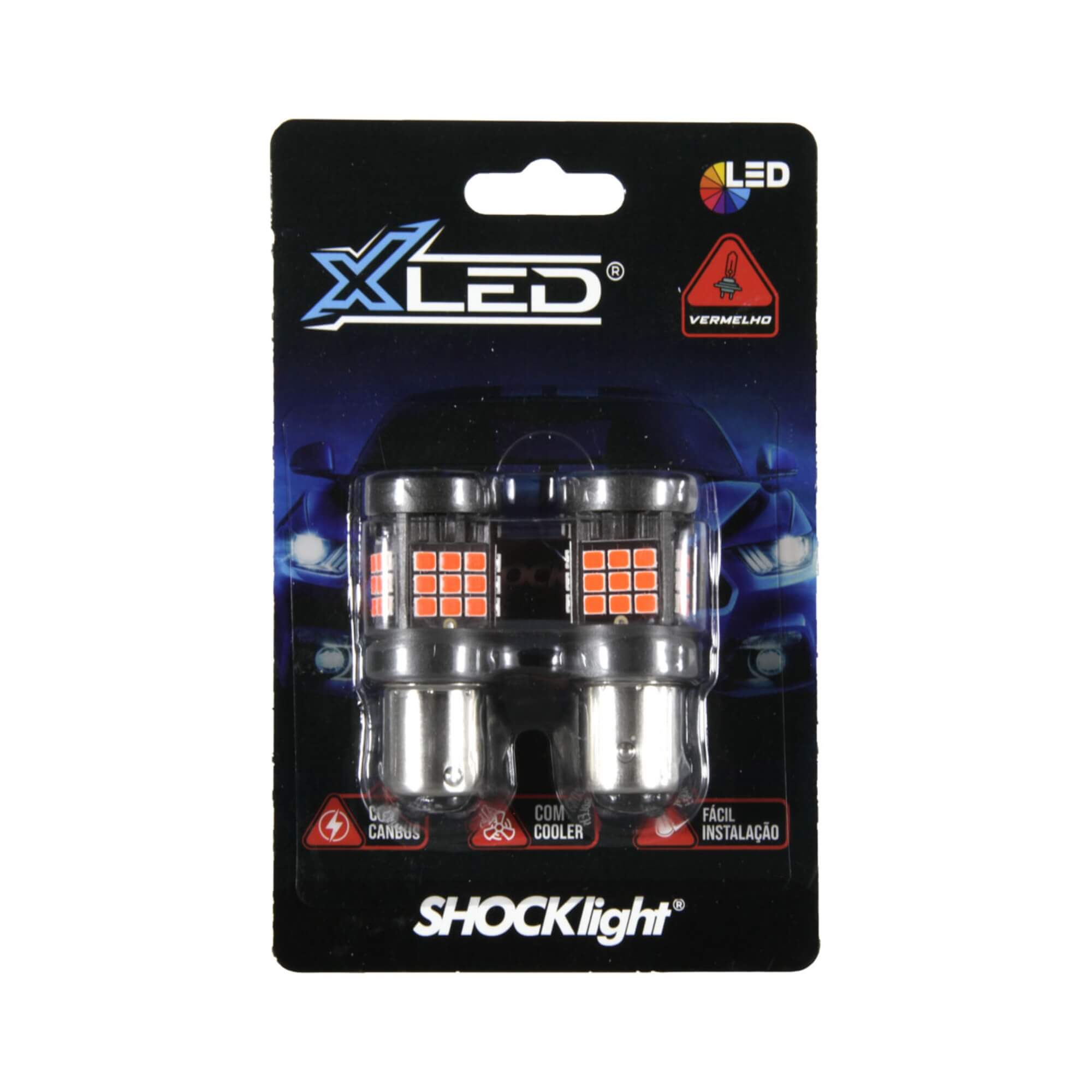 LED 1157 Canbus - 36LEDS- 2835 2 Polos 12V Vermelho Shocklight - SLL-1157CB-VM