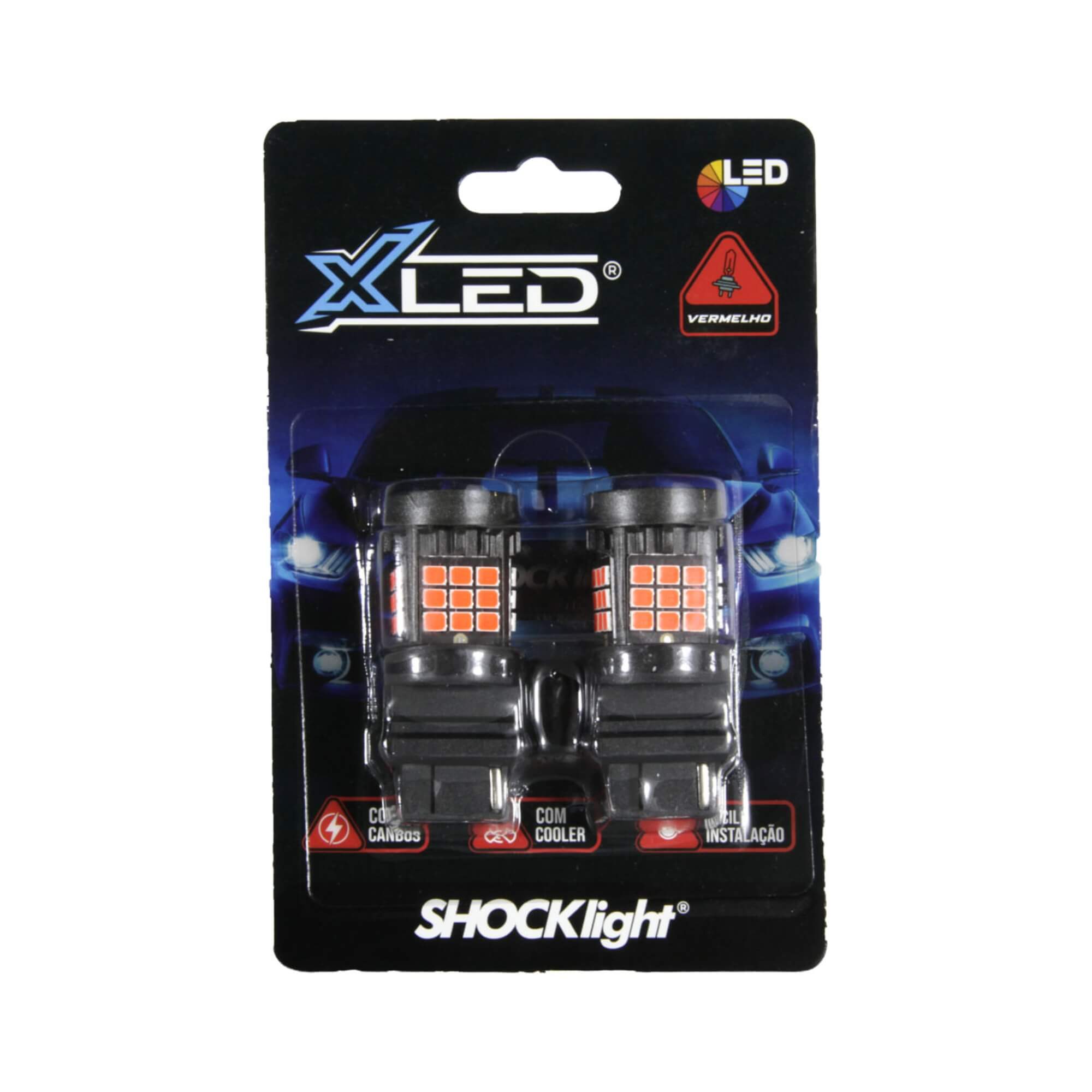 LED T25 3156 Canbus - 36 LEDS - 2835 1 Polo 12V Vermelho Shocklight - SLL-3156CB-VM