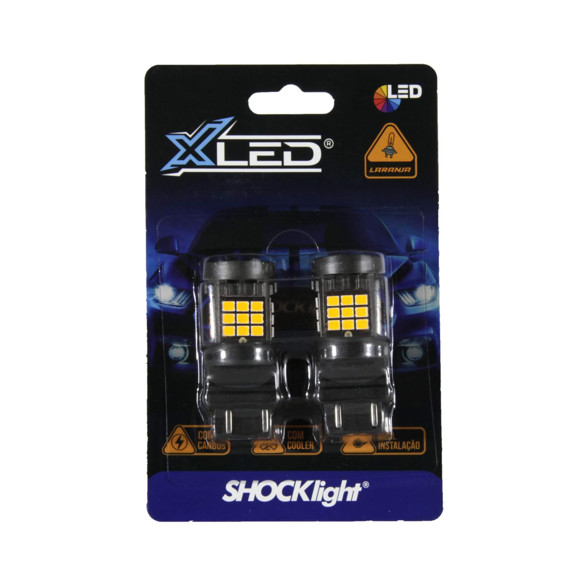 LED T25 3157 Canbus - 36 LEDS - 2835 2 Polos 12V Laranja Shocklight - SLL-3157CB-LR