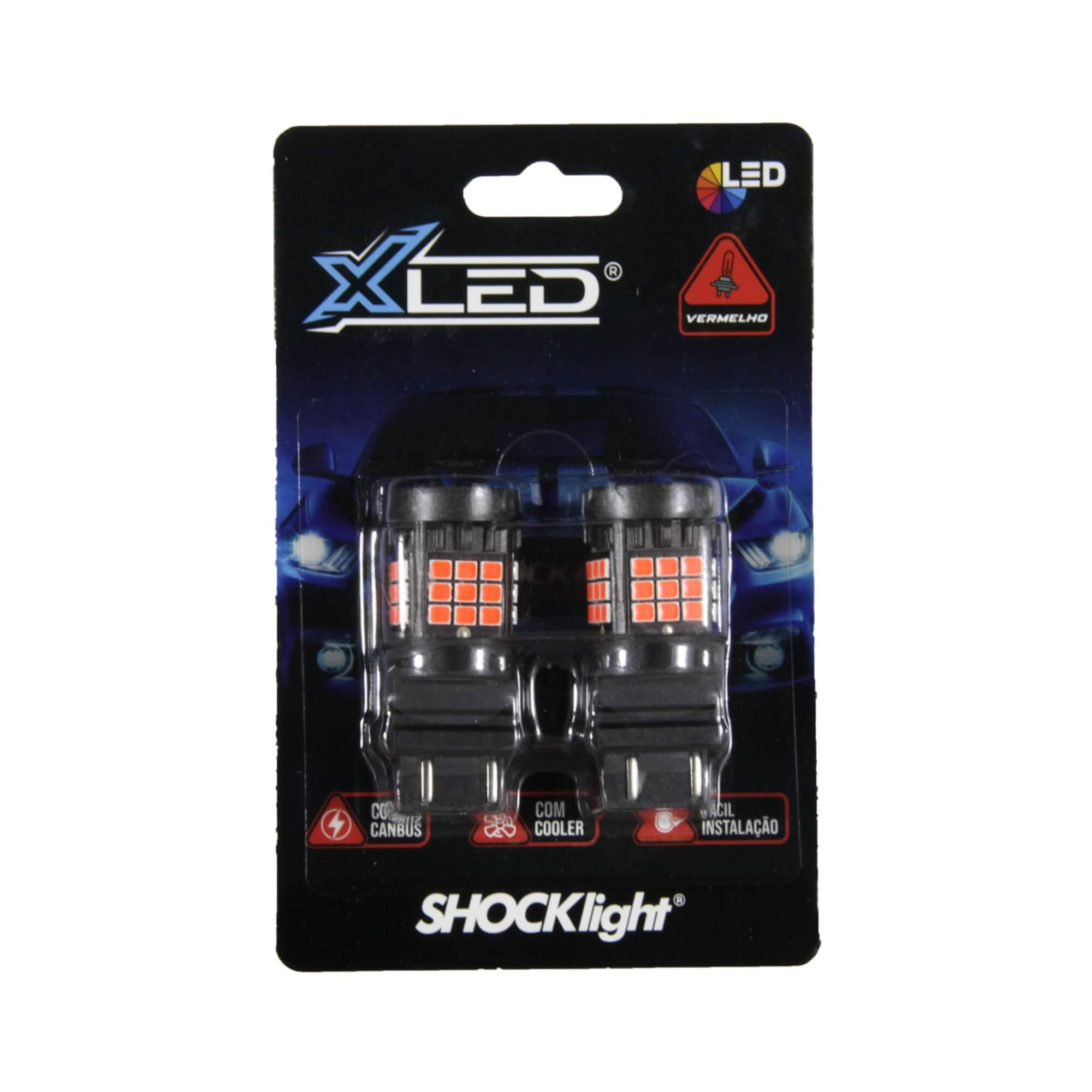 LED T25 3157 Canbus- 36 LEDS - 2835 2 Polos 12V Vermelho Shocklight - SLL-3157CB-VM