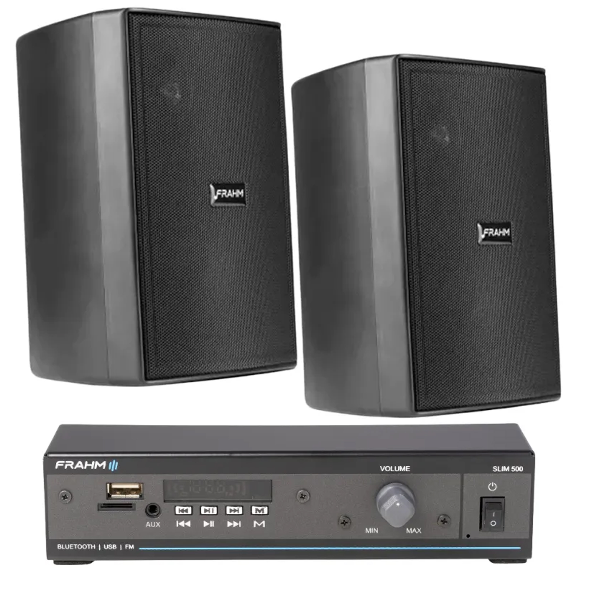 COMP Kit Som Ambiente Frahm Slim 500 + 2 Caixas Ps200 60wrms Preta