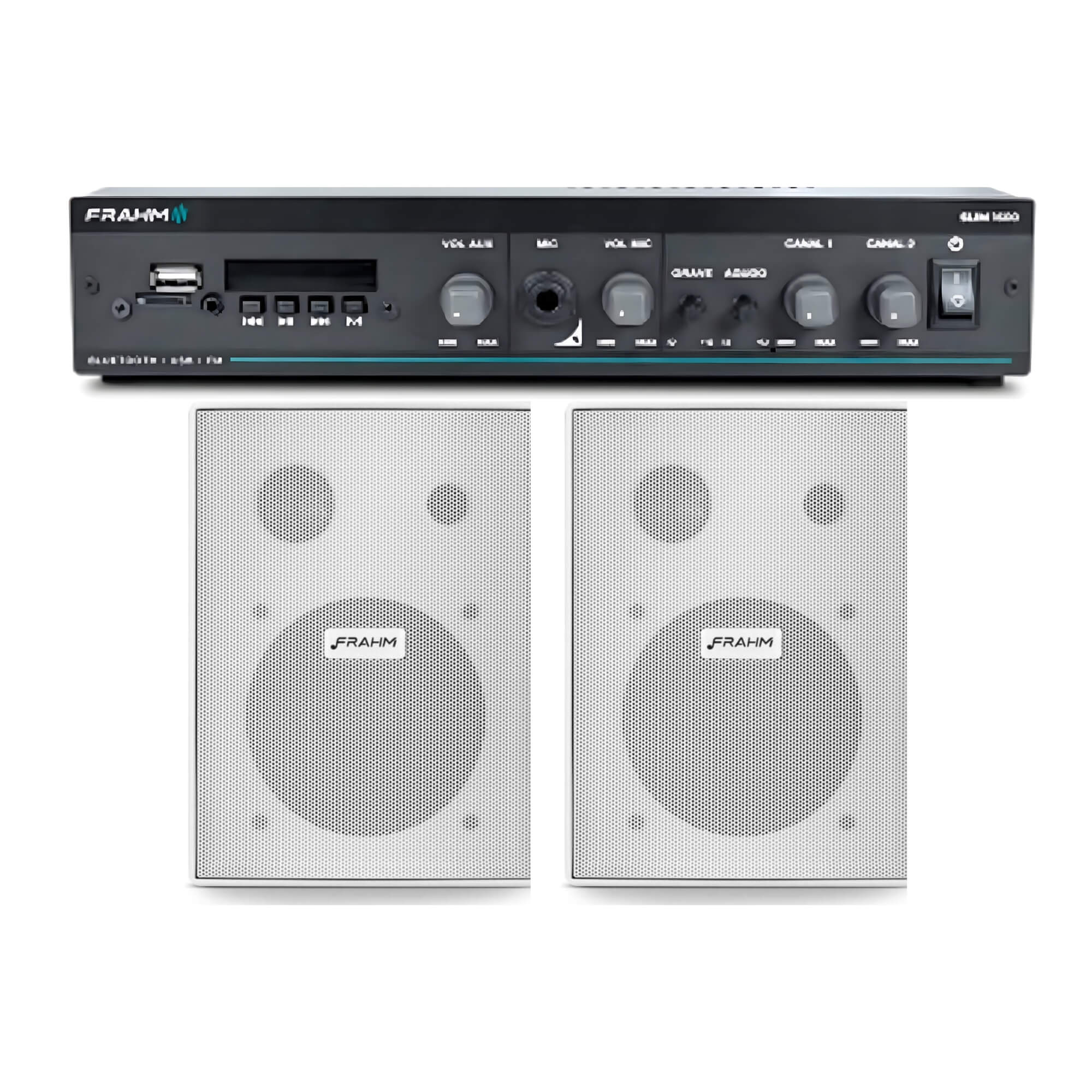 Kit Som Ambiente Amplificador Slim 1600 + Par de Caixa de Som PS 200
